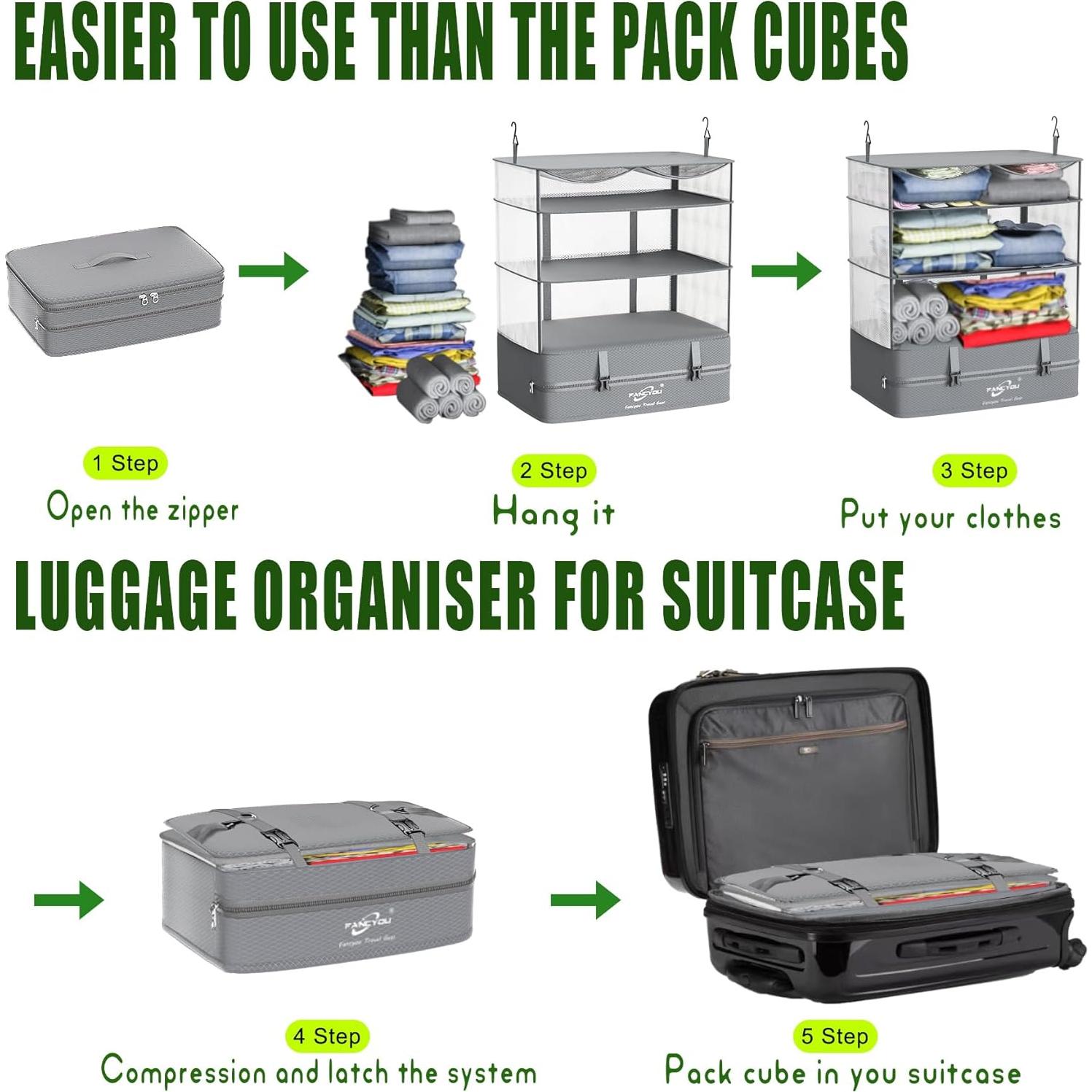 Organizador de Viaje Colgante Fancyou 43x30.5x61cm Gris