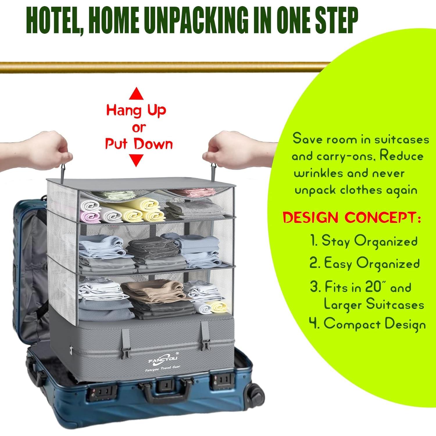 Organizador de Viaje Colgante Fancyou 43x30.5x61cm Gris