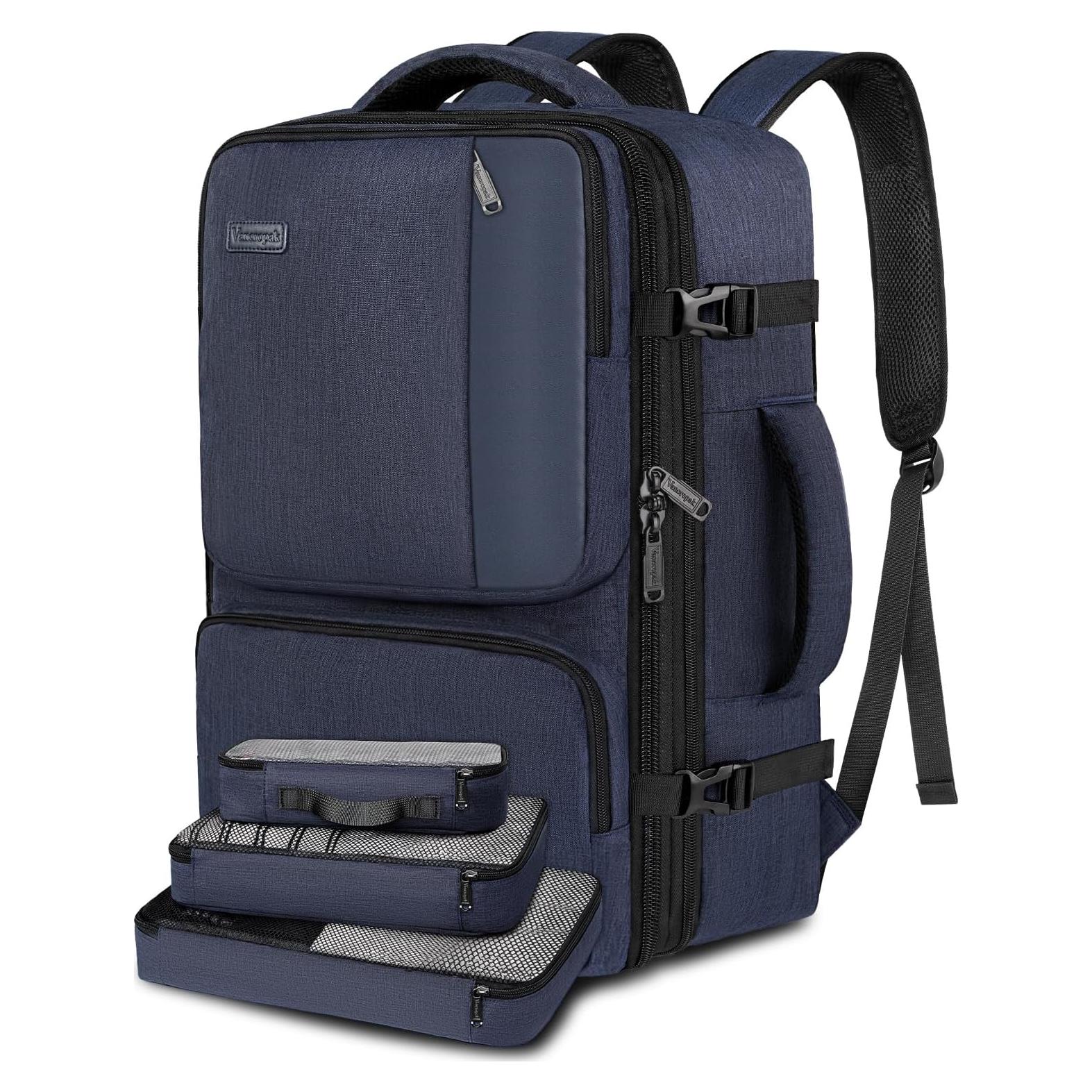 Mochila de Mano Vancropak 47L Expandible Azul Aprobada por Aerolíneas