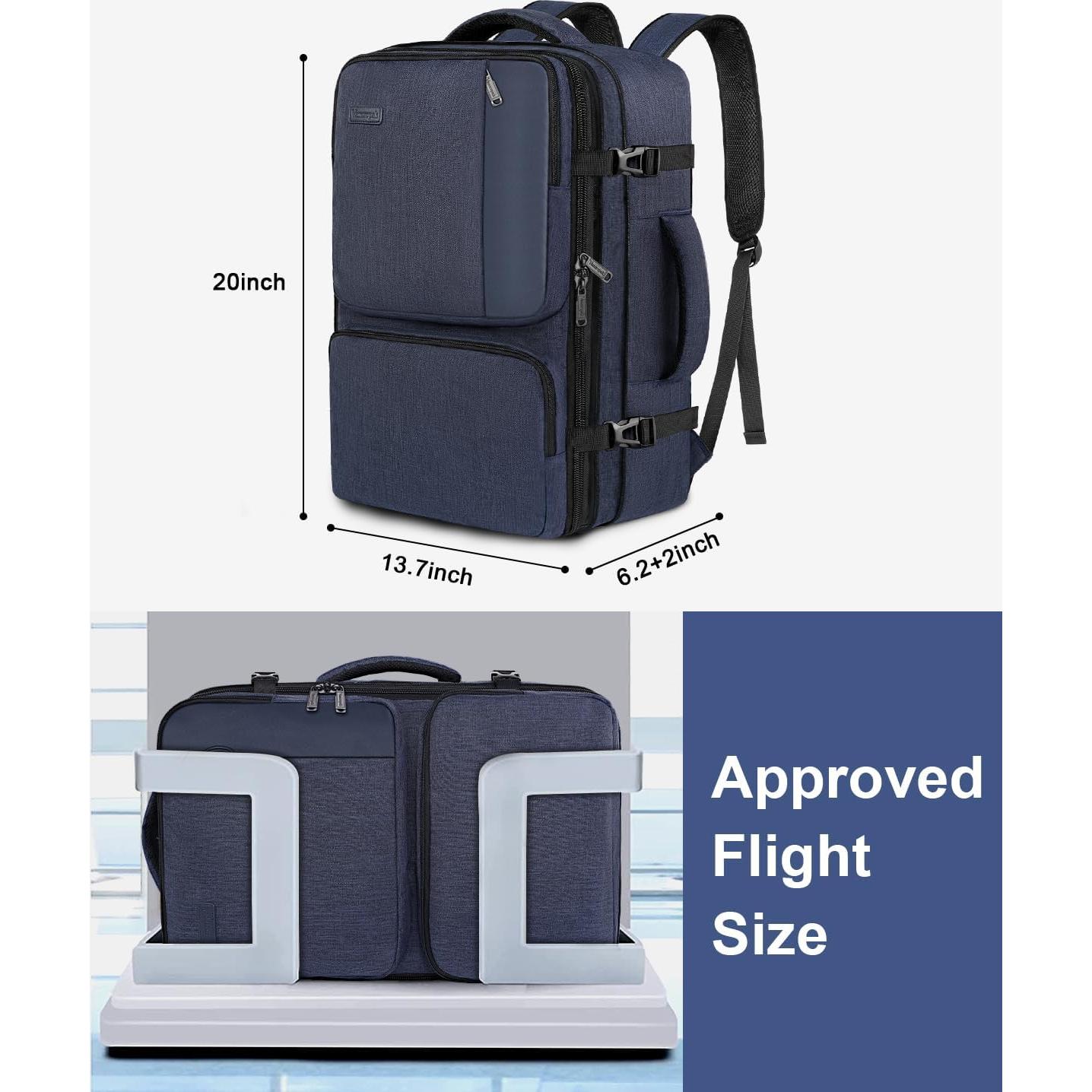 Mochila de Mano Vancropak 47L Expandible Azul Aprobada por Aerolíneas