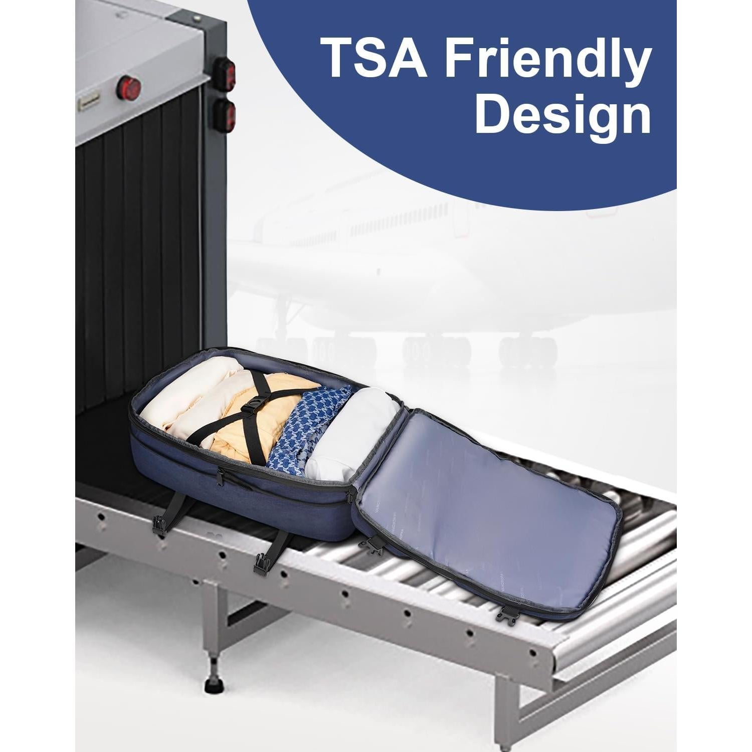 Mochila de Mano Vancropak 47L Expandible Azul Aprobada por Aerolíneas