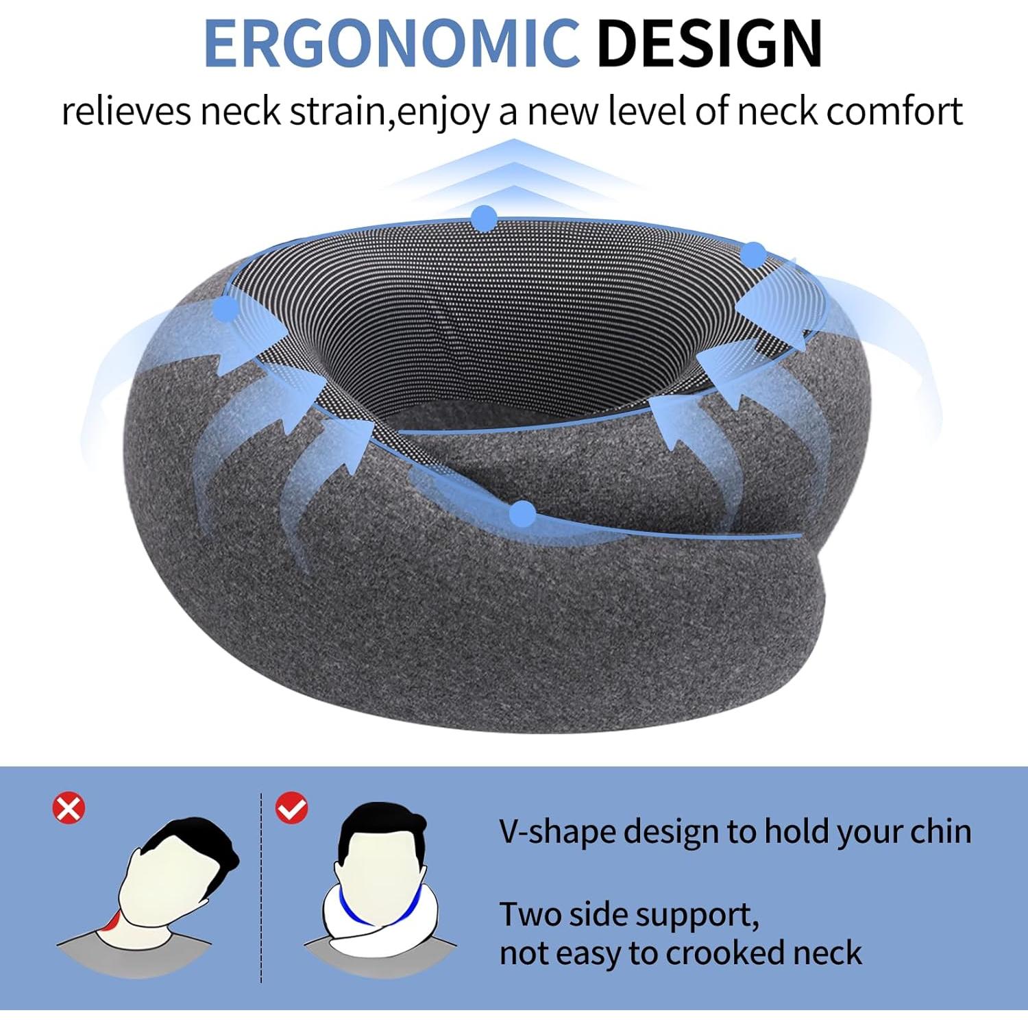 Almohada de Cuello VOOMIKON Ajustable Espuma Viscoelástica Gris