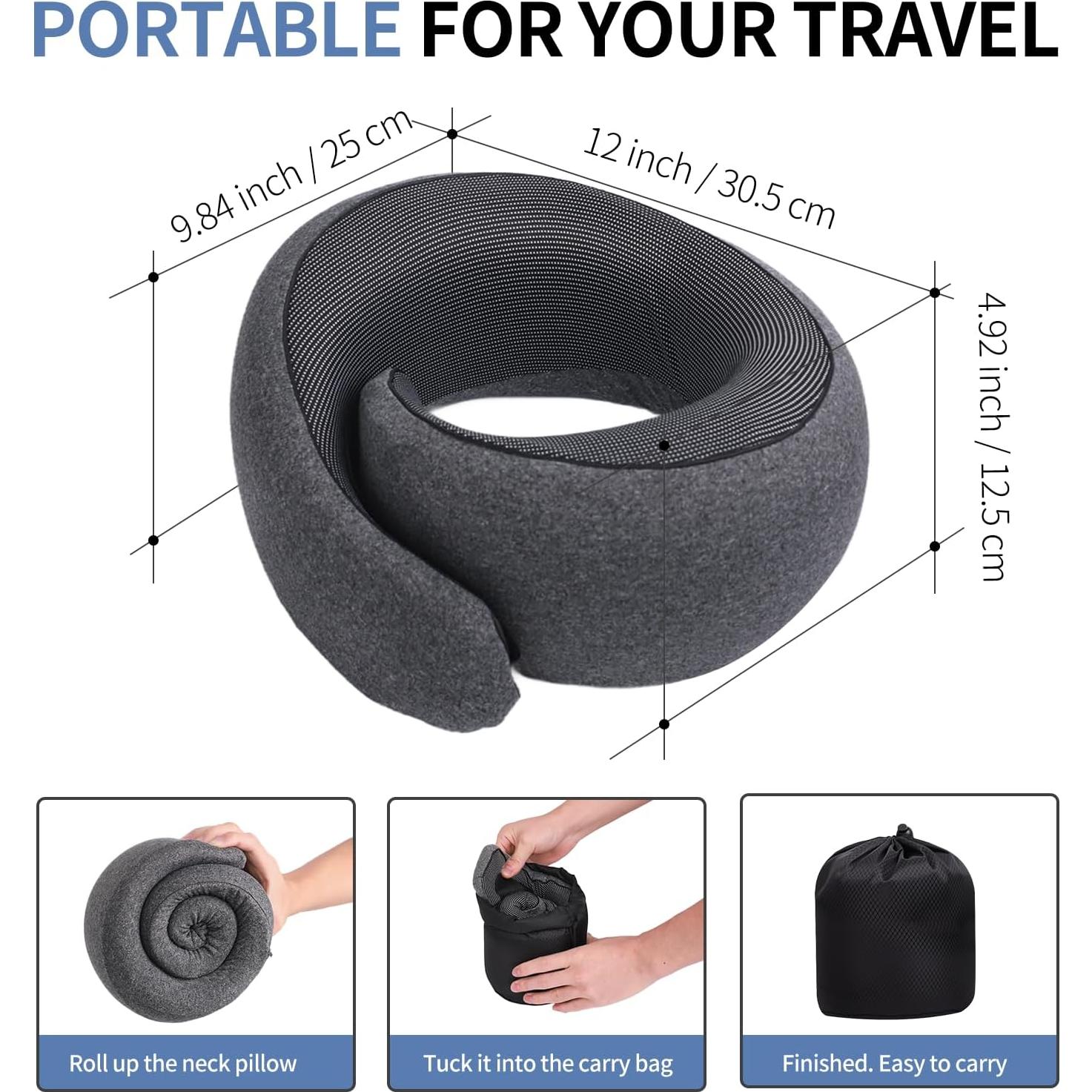 Almohada de Cuello VOOMIKON Ajustable Espuma Viscoelástica Gris