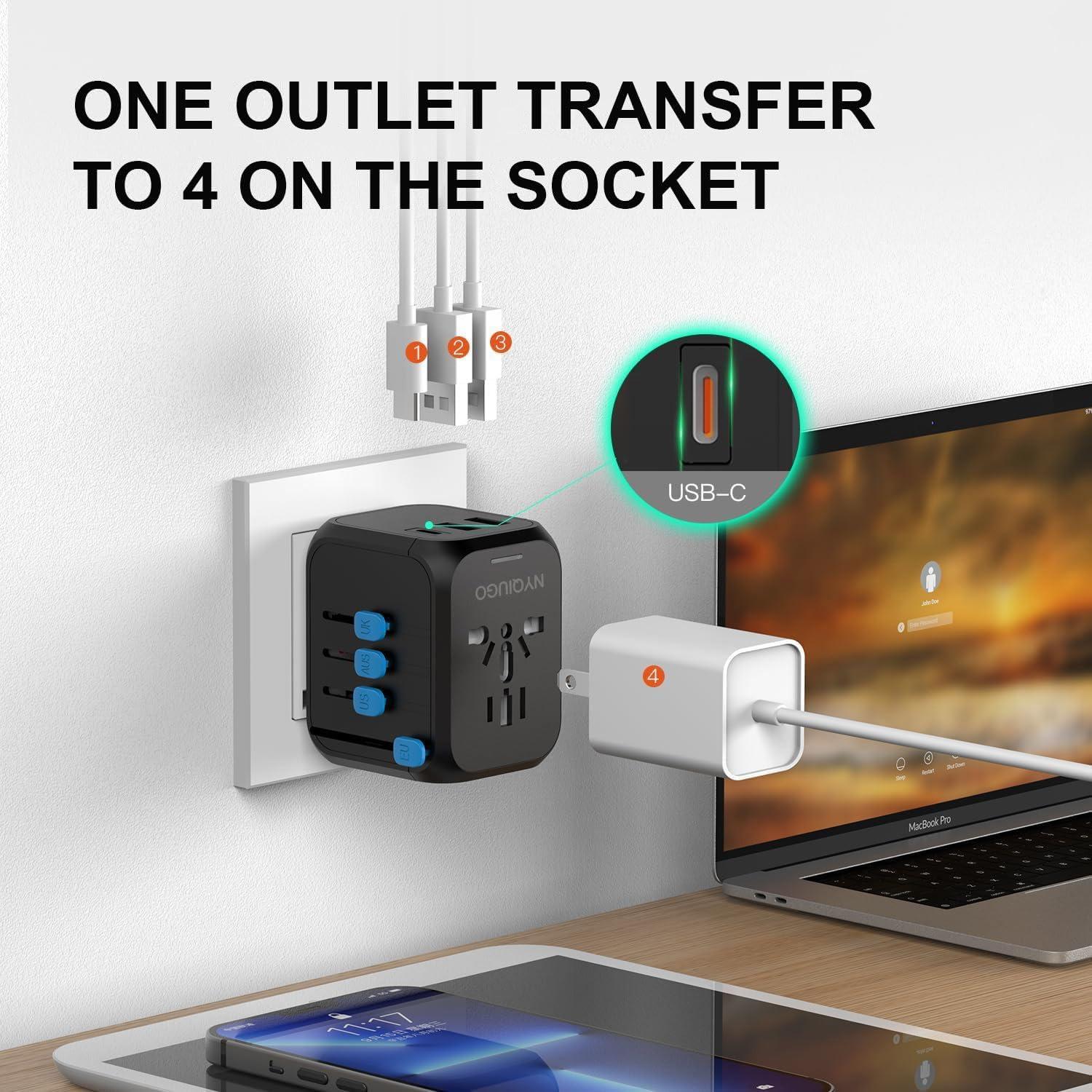 Adaptador de Enchufe Universal NYQIUGO con 3 Puertos USB