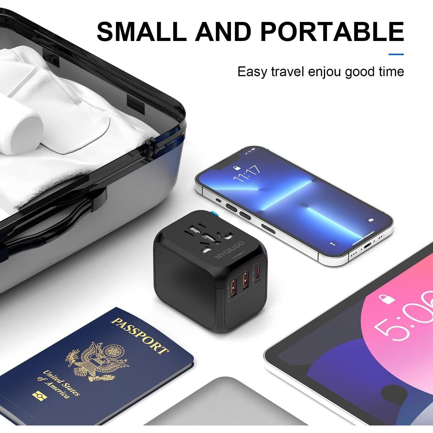 Adaptador de Enchufe Universal NYQIUGO con 3 Puertos USB