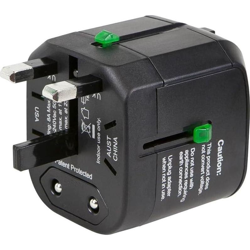 Adaptador de Viaje Universal Monoprice Negro Compacto 6.35x6.1x7.37cm