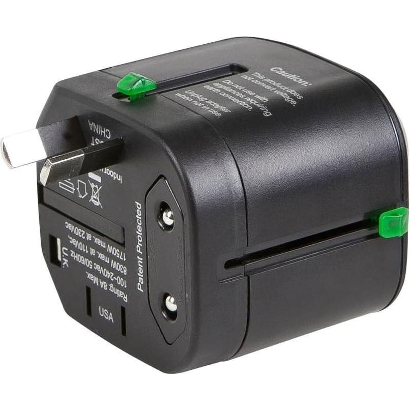 Adaptador de Viaje Universal Monoprice Negro Compacto 6.35x6.1x7.37cm