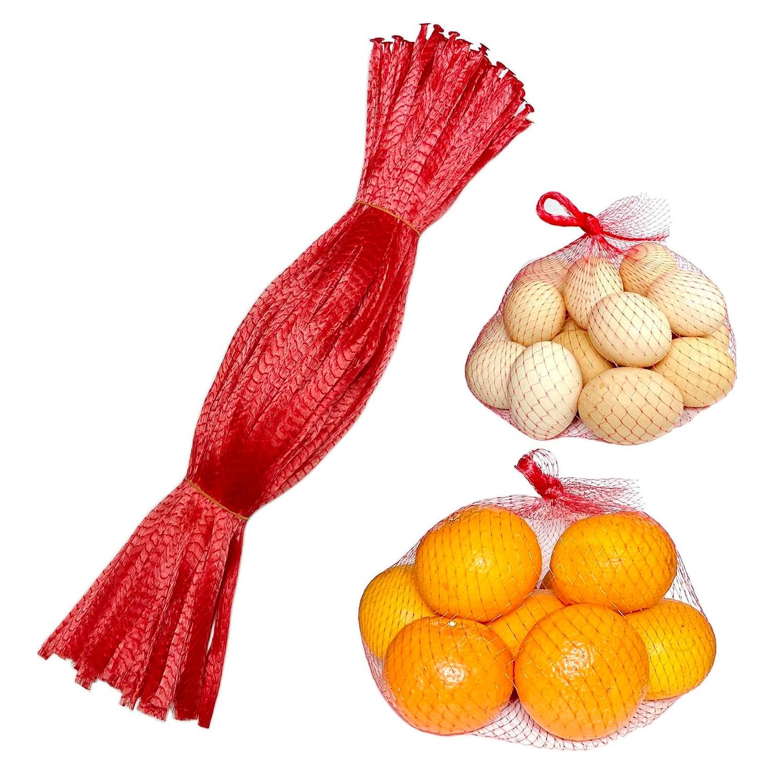 100 Bolsas de Malla Reutilizables Yuntop 50.8 cm Nylon Rojo