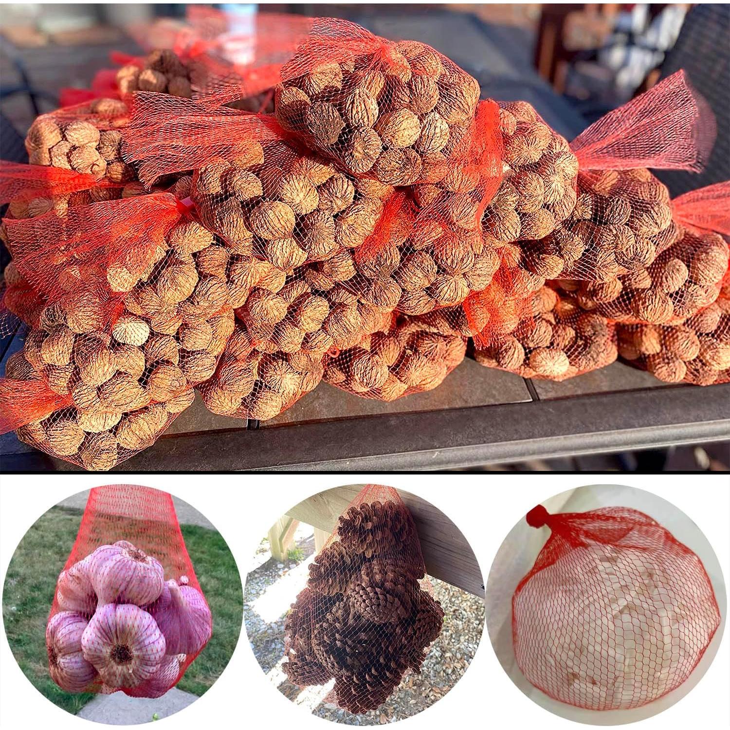 100 Bolsas de Malla Reutilizables Yuntop 50.8 cm Nylon Rojo