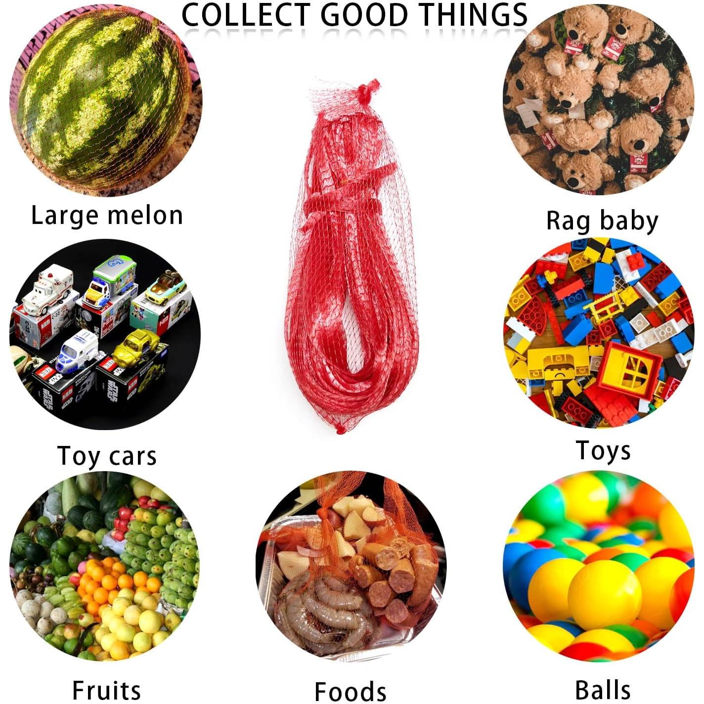 100 Bolsas de Malla Reutilizables Yuntop 50.8 cm Nylon Rojo