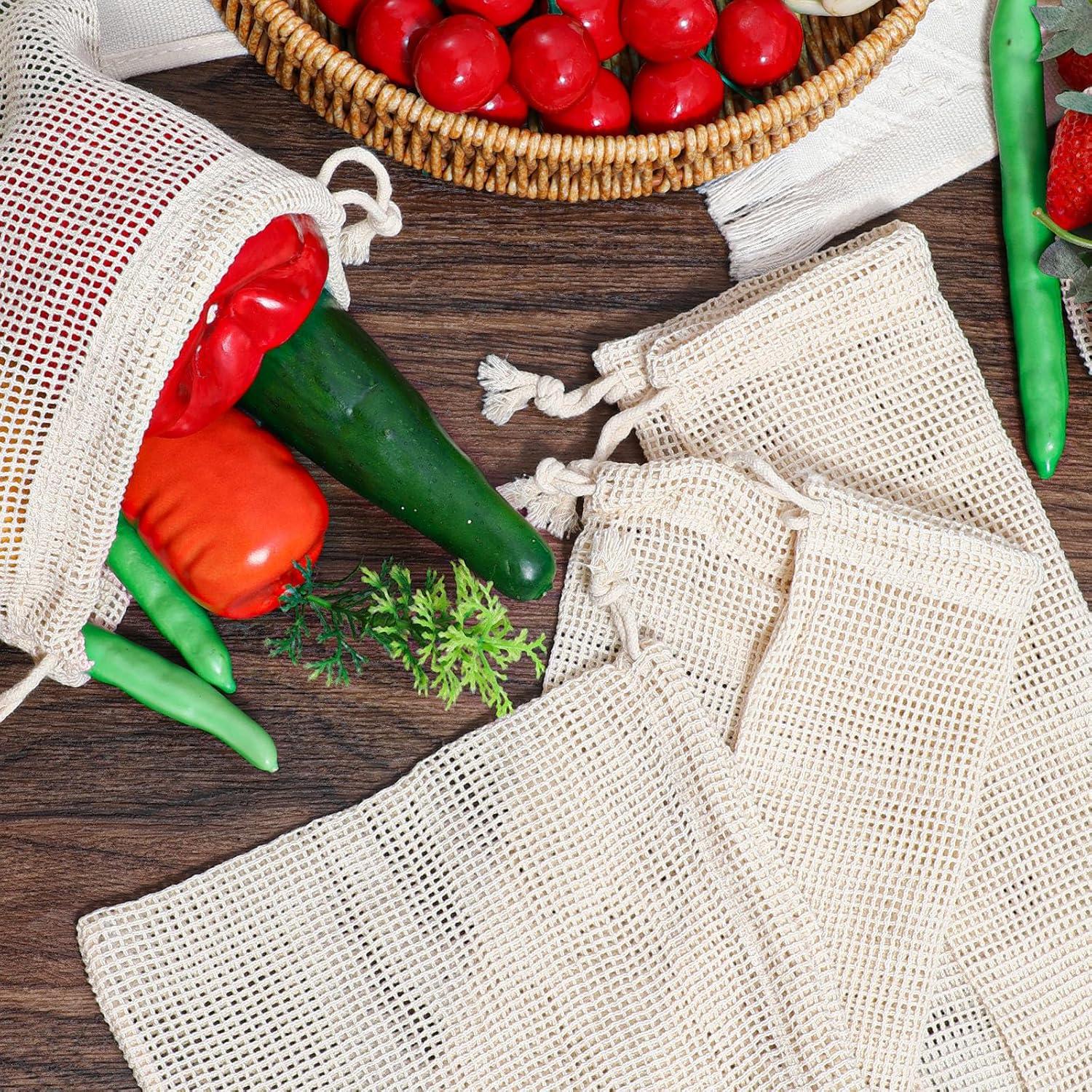 Paquete de 6 Bolsas Reutilizables de Malla Tyqour para Verduras y Frutas