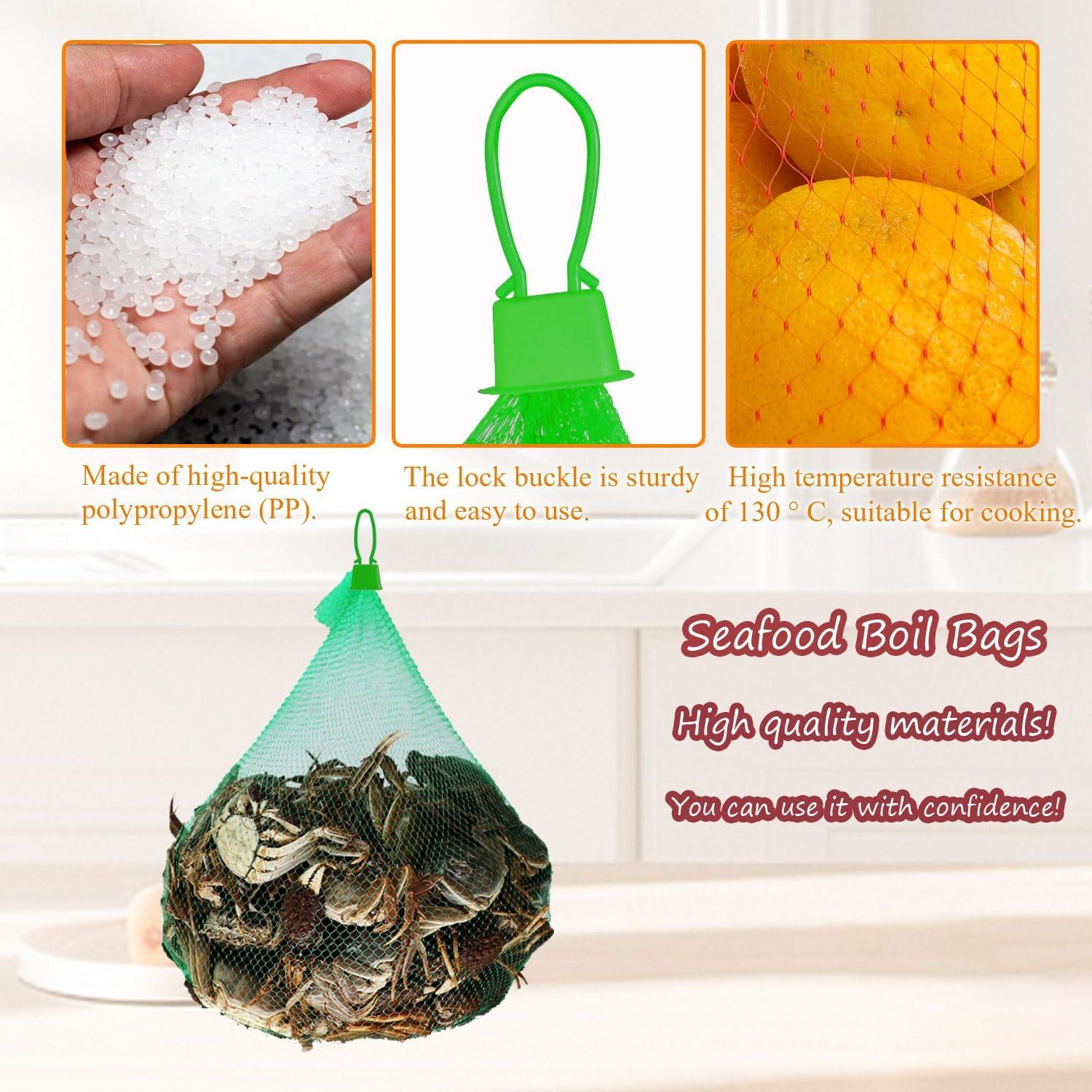 Limso 100 Bolsas de Malla Nylon para Hervir Mariscos 60cm Verde