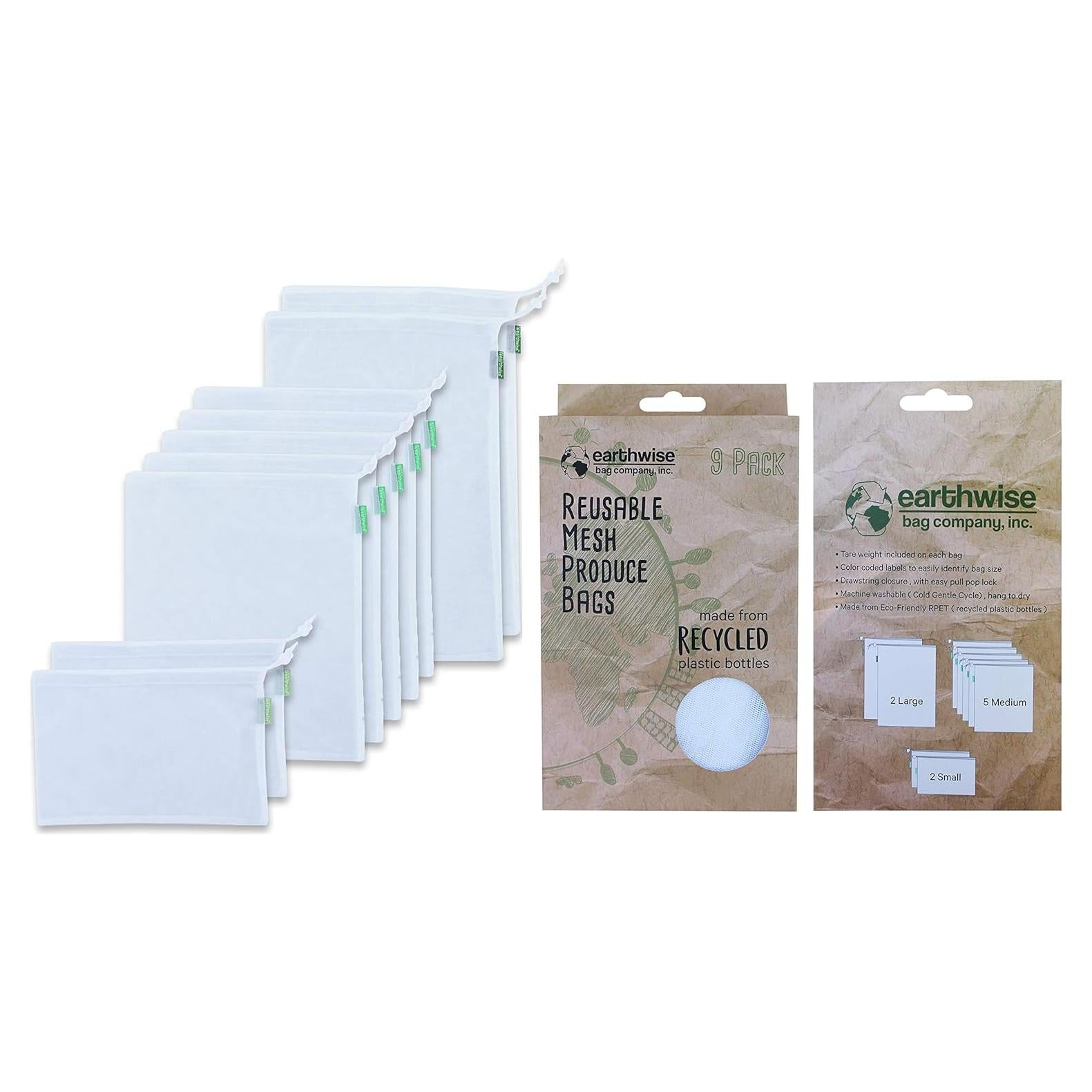 Conjunto de 9 Bolsas de Malla Reutilizables Earthwise Ecológicas