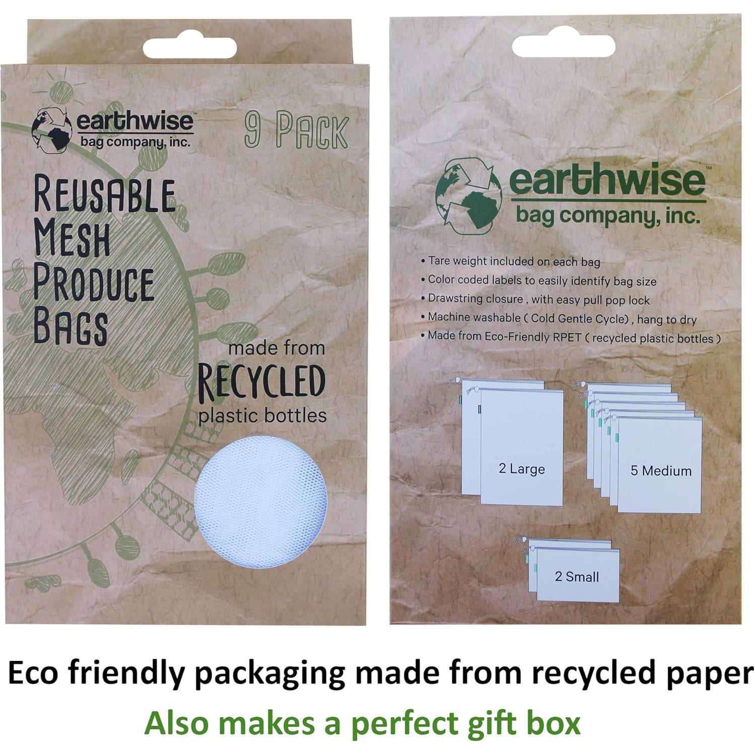 Conjunto de 9 Bolsas de Malla Reutilizables Earthwise Ecológicas