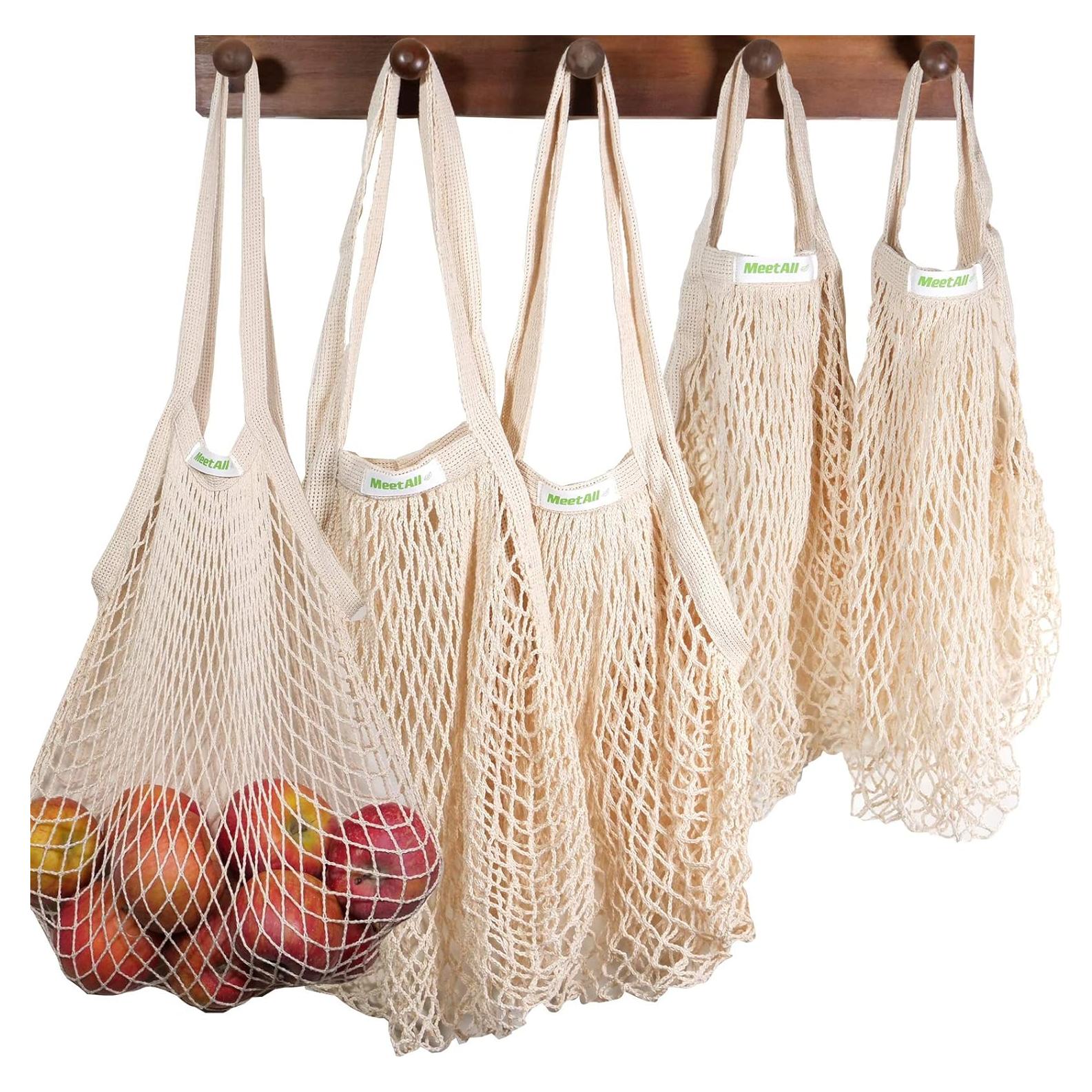 Bolsas de supermercado reutilizables Meetall, 5 paquetes, algodón