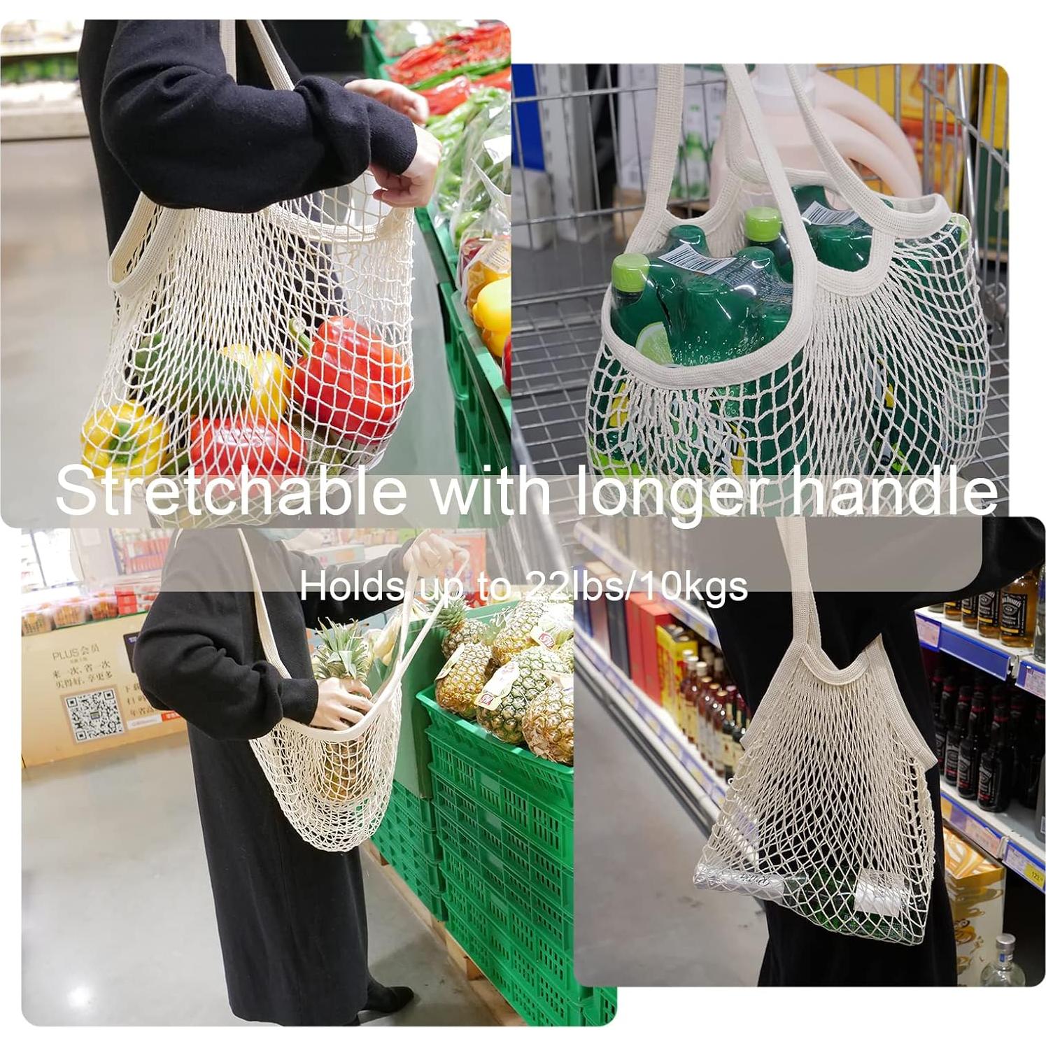 Bolsas de supermercado reutilizables Meetall, 5 paquetes, algodón