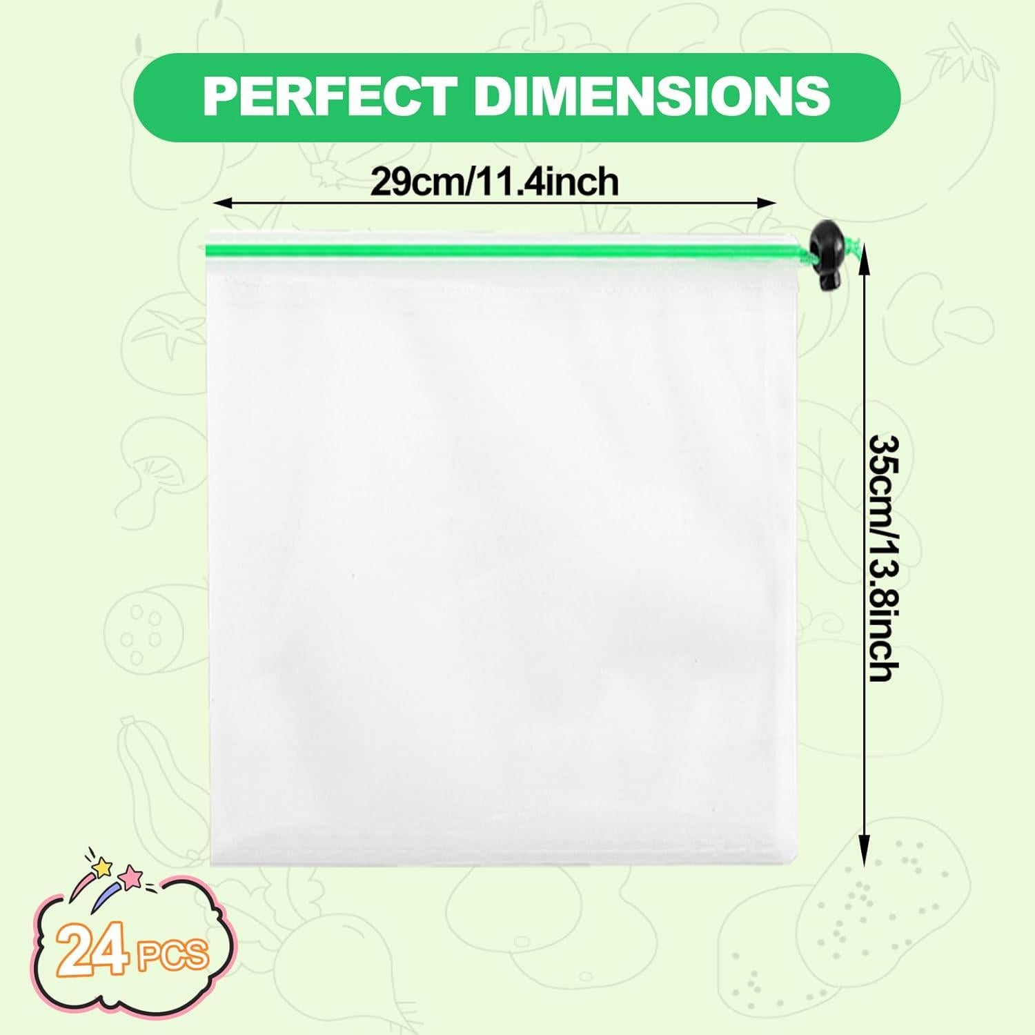 Paquete de 24 Bolsas de Malla Reutilizables Cabaubl 30x35 cm