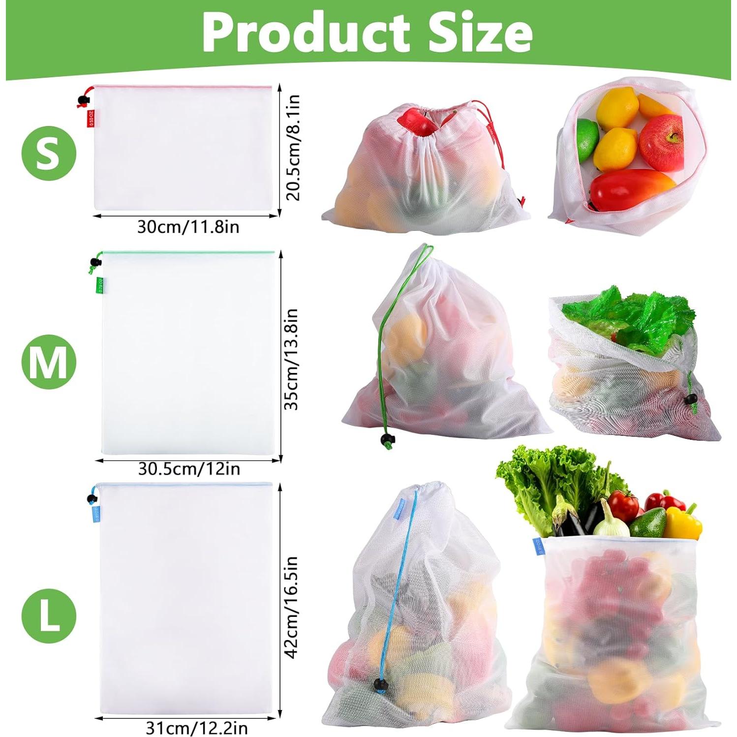 Bolsas Reutilizables Dyrfolm 15 Piezas Malla Lavables 3 Tamaños