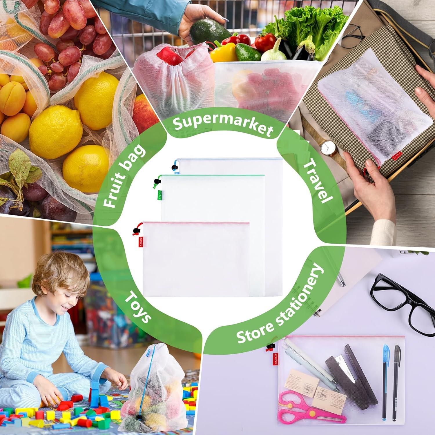 Bolsas Reutilizables Dyrfolm 15 Piezas Malla Lavables 3 Tamaños