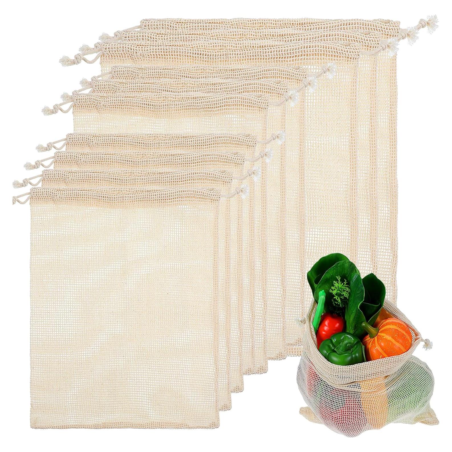 10 Bolsas Reutilizables de Malla para Productos Yuanan - 3 Tamaños