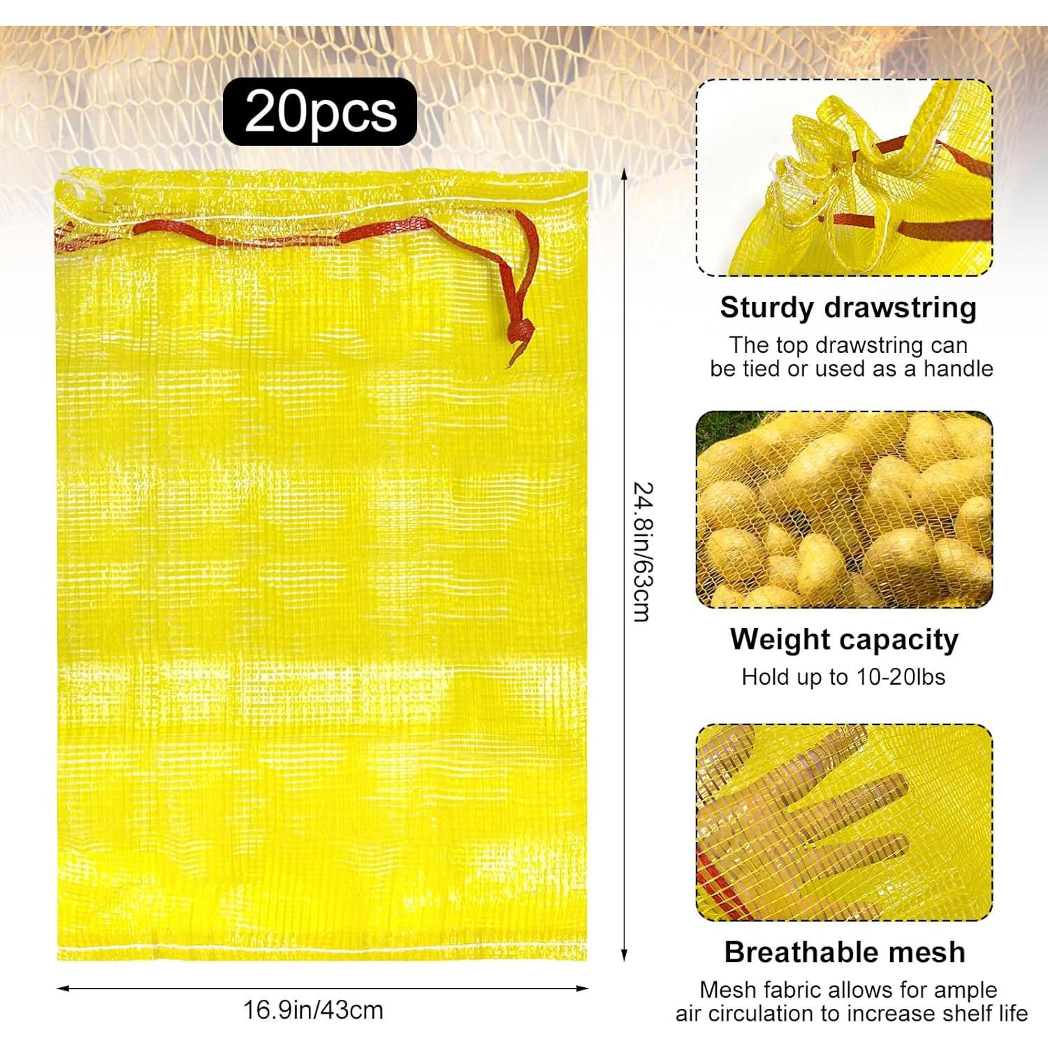 Paquete de 20 Bolsas de Malla Reutilizables Hlimior 43x63.5cm