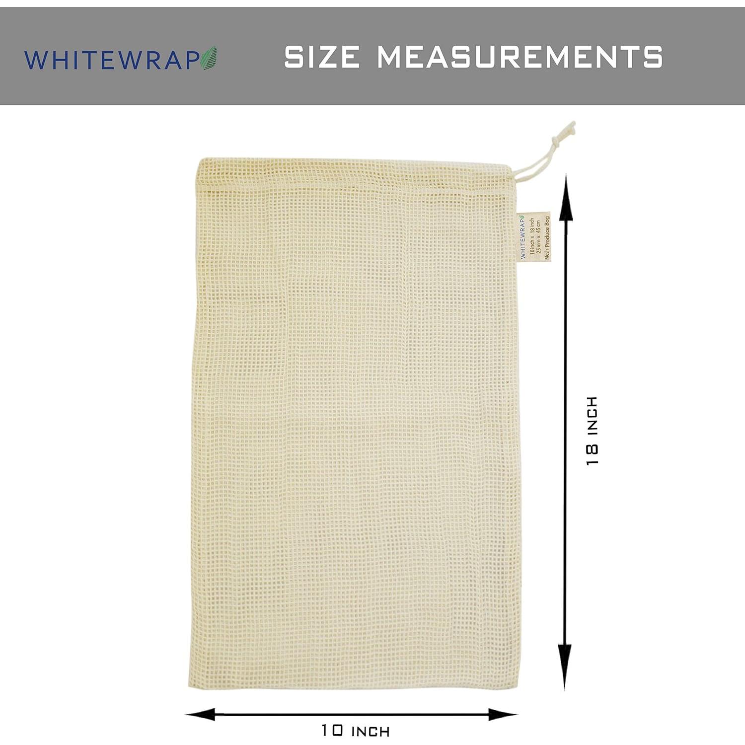 Bolsas Reutilizables de Algodón WHITEWRAP - 6 Piezas Grandes 25.4x45.7cm