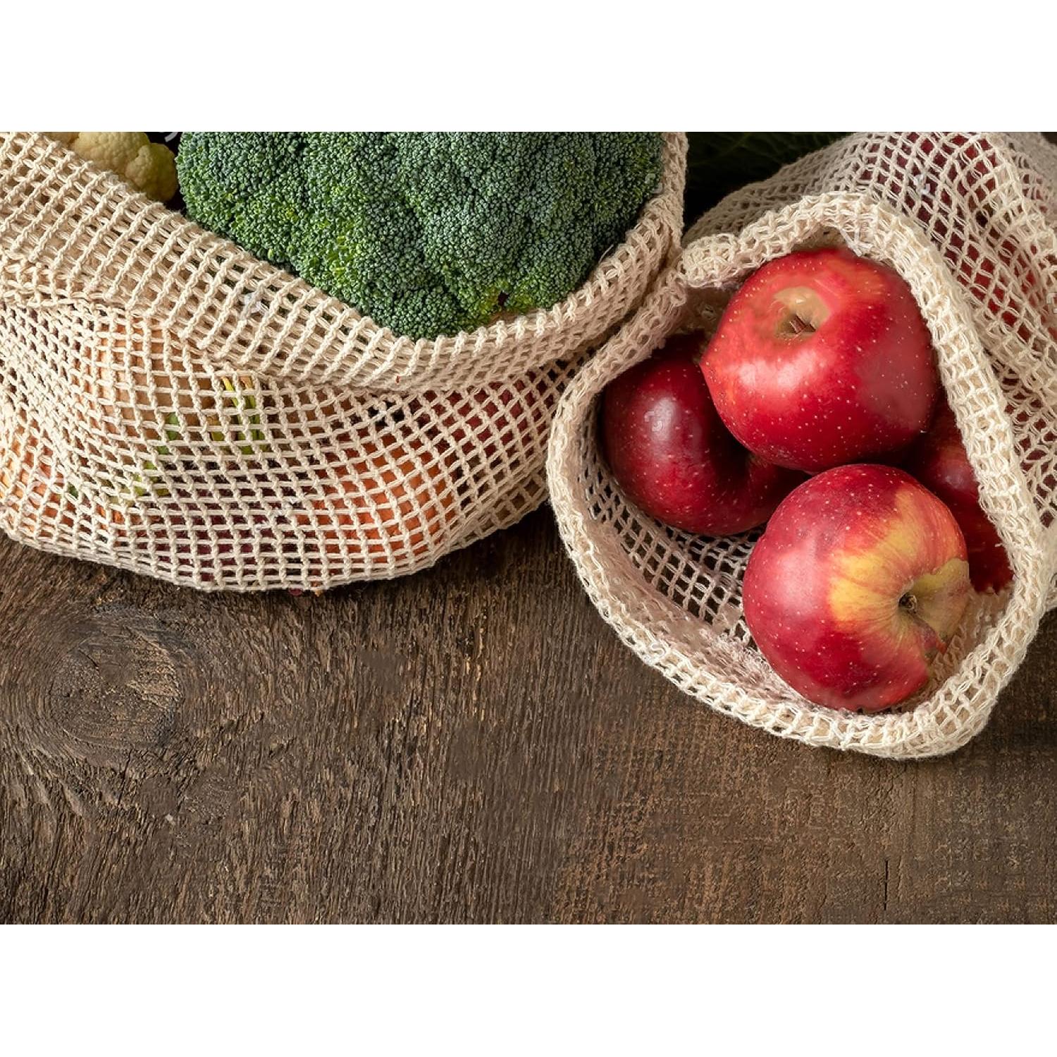 Bolsas Reutilizables de Algodón WHITEWRAP - 6 Piezas Grandes 25.4x45.7cm