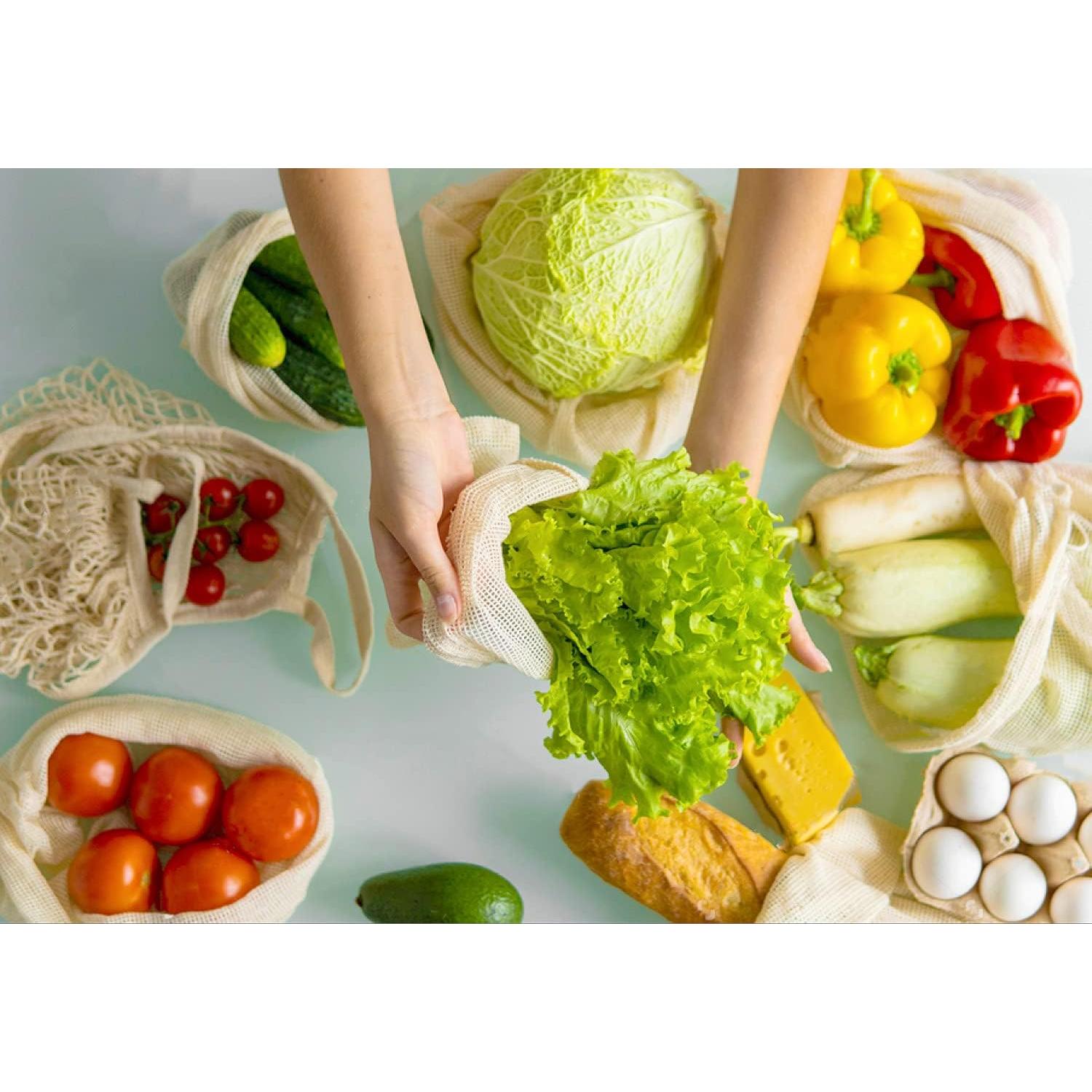 Bolsas Reutilizables de Algodón WHITEWRAP - 6 Piezas Grandes 25.4x45.7cm