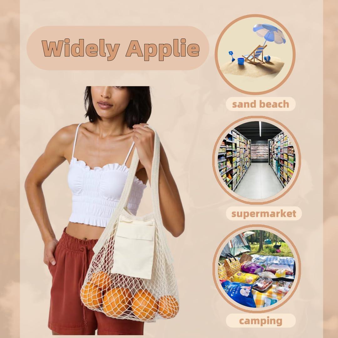 Juego de 4 Bolsas de Mercado Reutilizables HEYIBURAN 100% Algodón