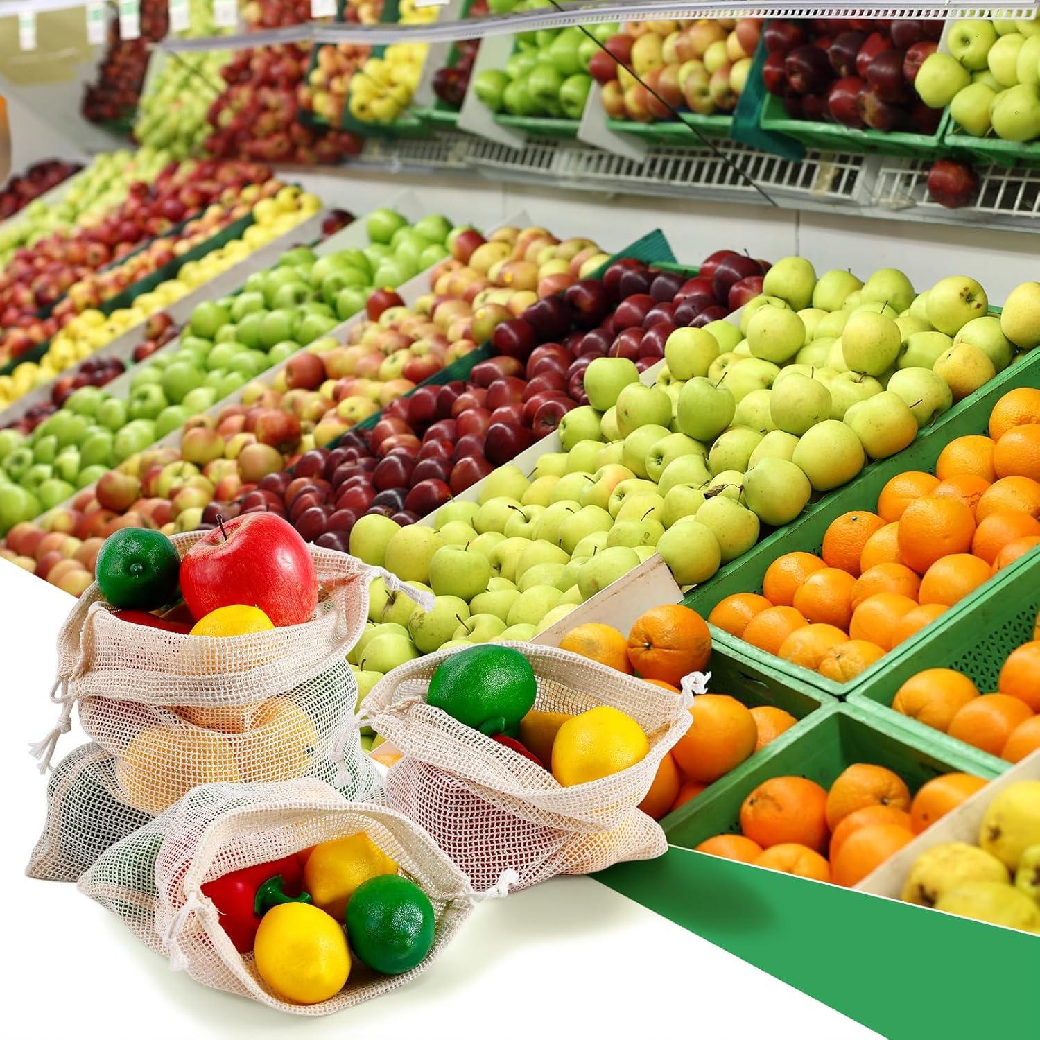 Paquete de 13 Bolsas Reutilizables de Algodón CACASO - 4 Tamaños