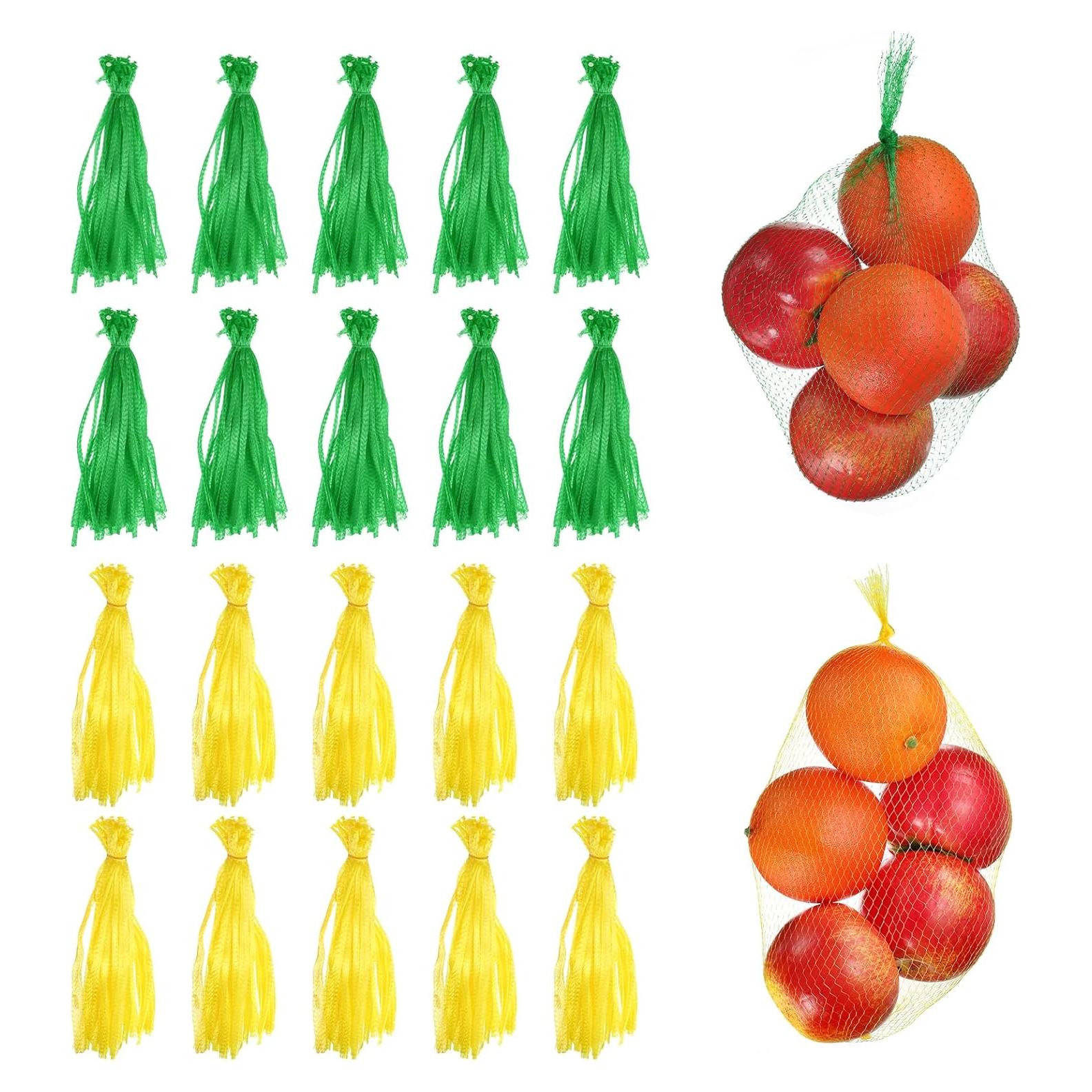 100 Bolsas de Malla Reutilizables uxcell 30 cm Amarillo/Verde