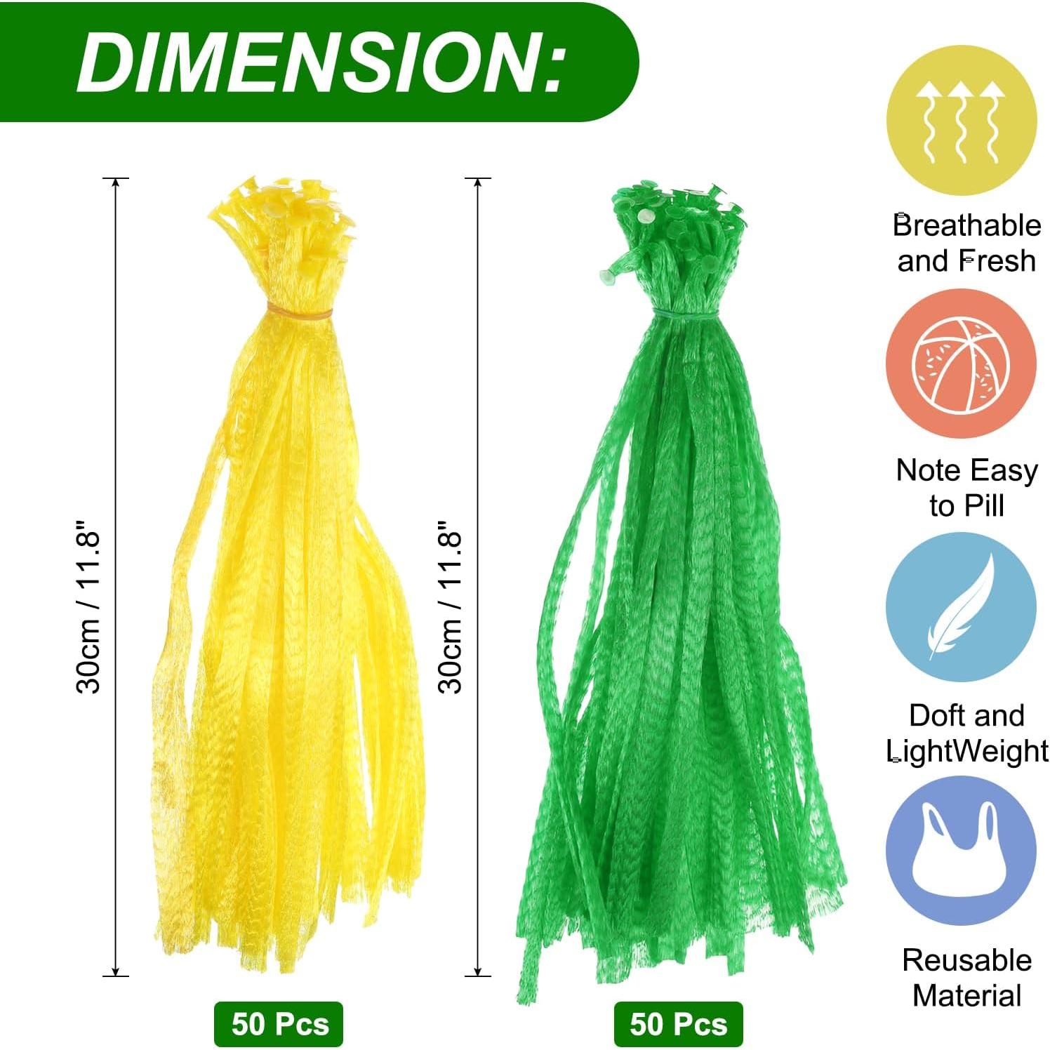 100 Bolsas de Malla Reutilizables uxcell 30 cm Amarillo/Verde