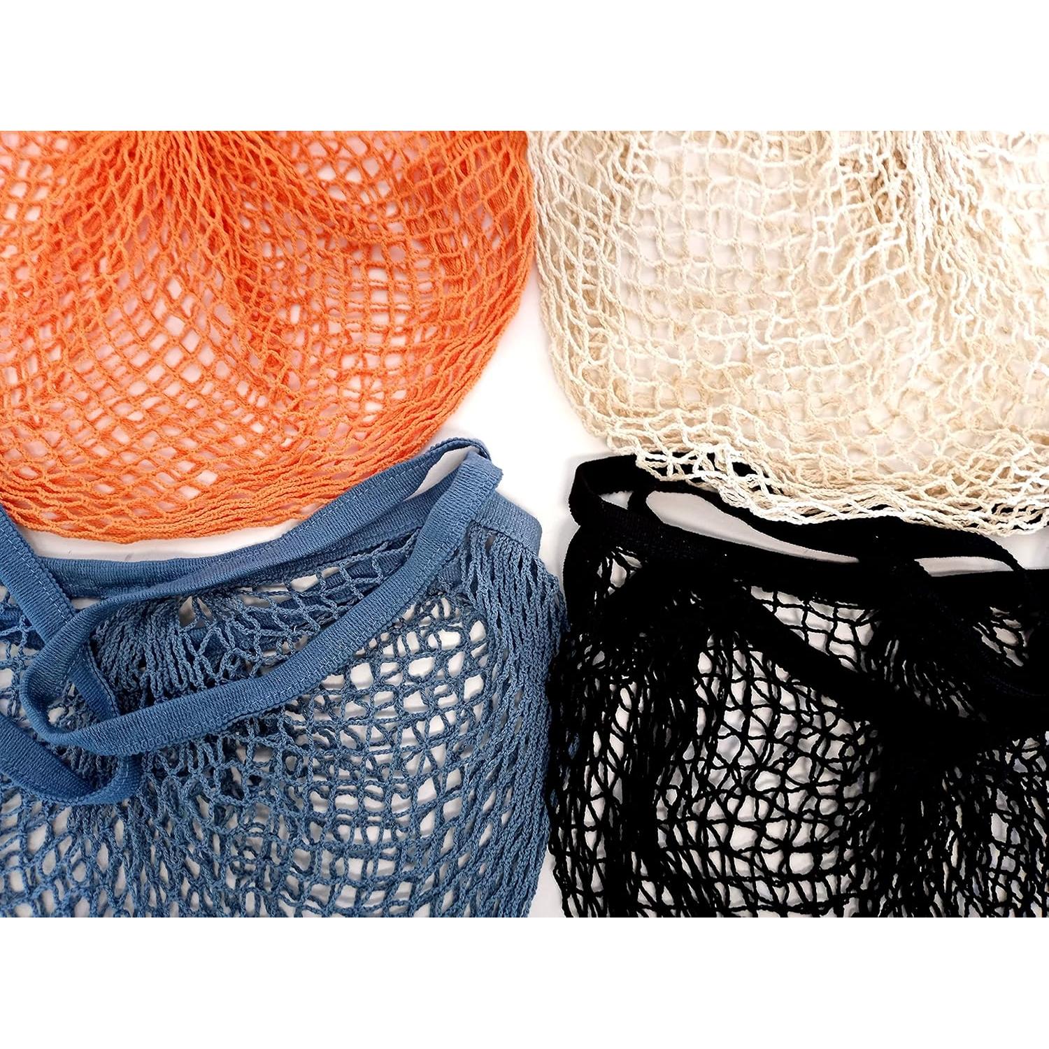 Bolsas de Compras Reutilizables de Algodón con Asa Larga - 4 Pzas