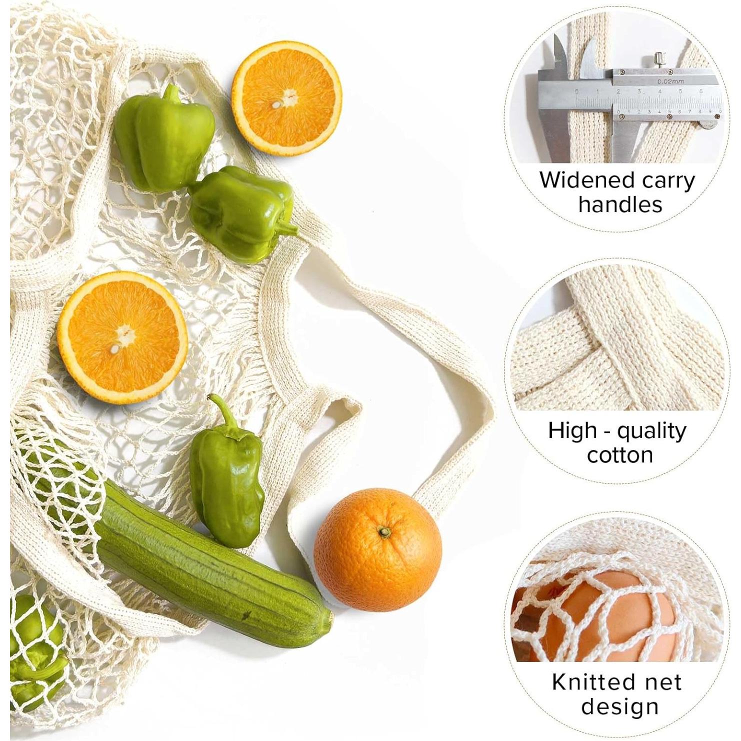 Bolsas de Malla de Algodón LZMS 3PCS Reutilizables para Verduras