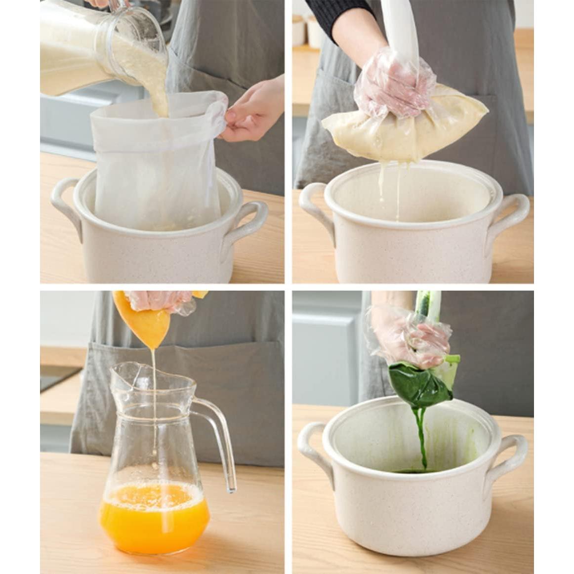 Colador de Malla Fina Haosens + 5 Bolsas Leche Nueces 200 Mallas