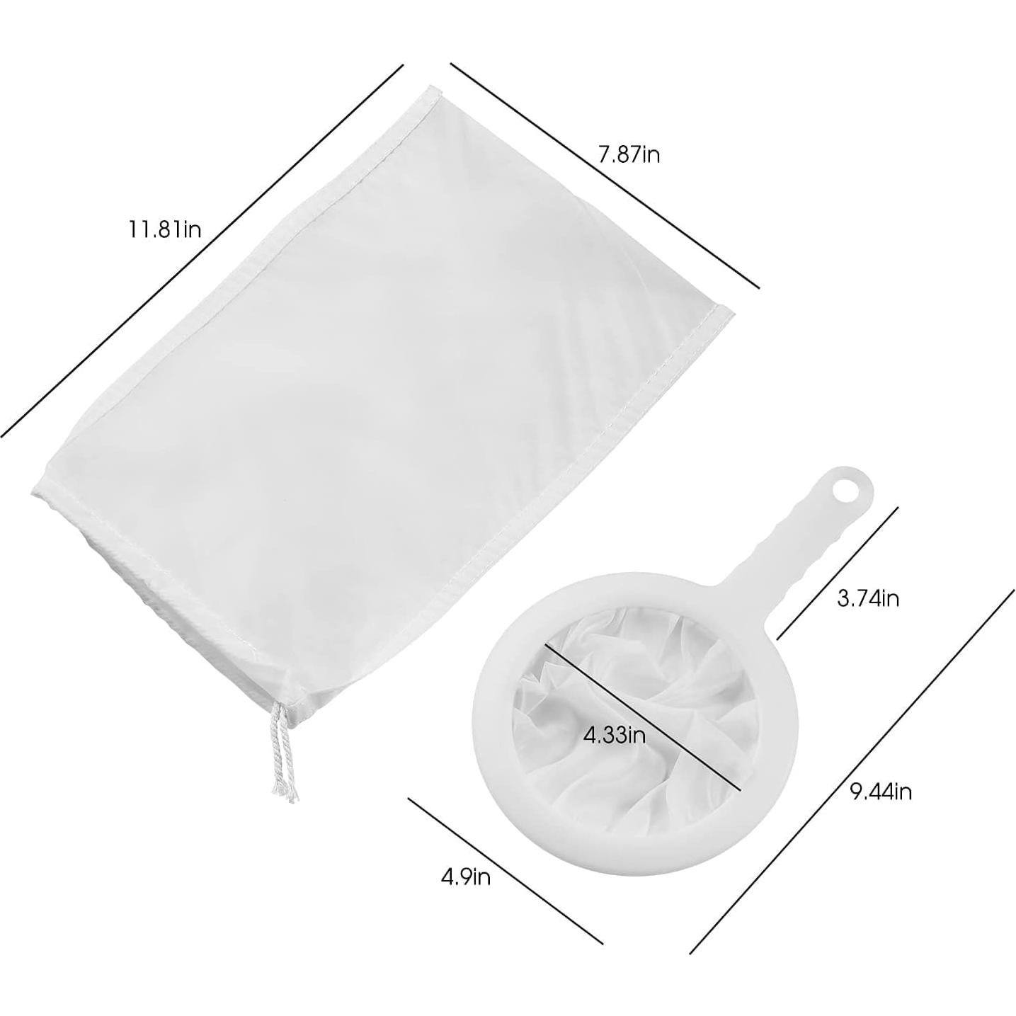 Colador de Malla Fina Haosens + 5 Bolsas Leche Nueces 200 Mallas