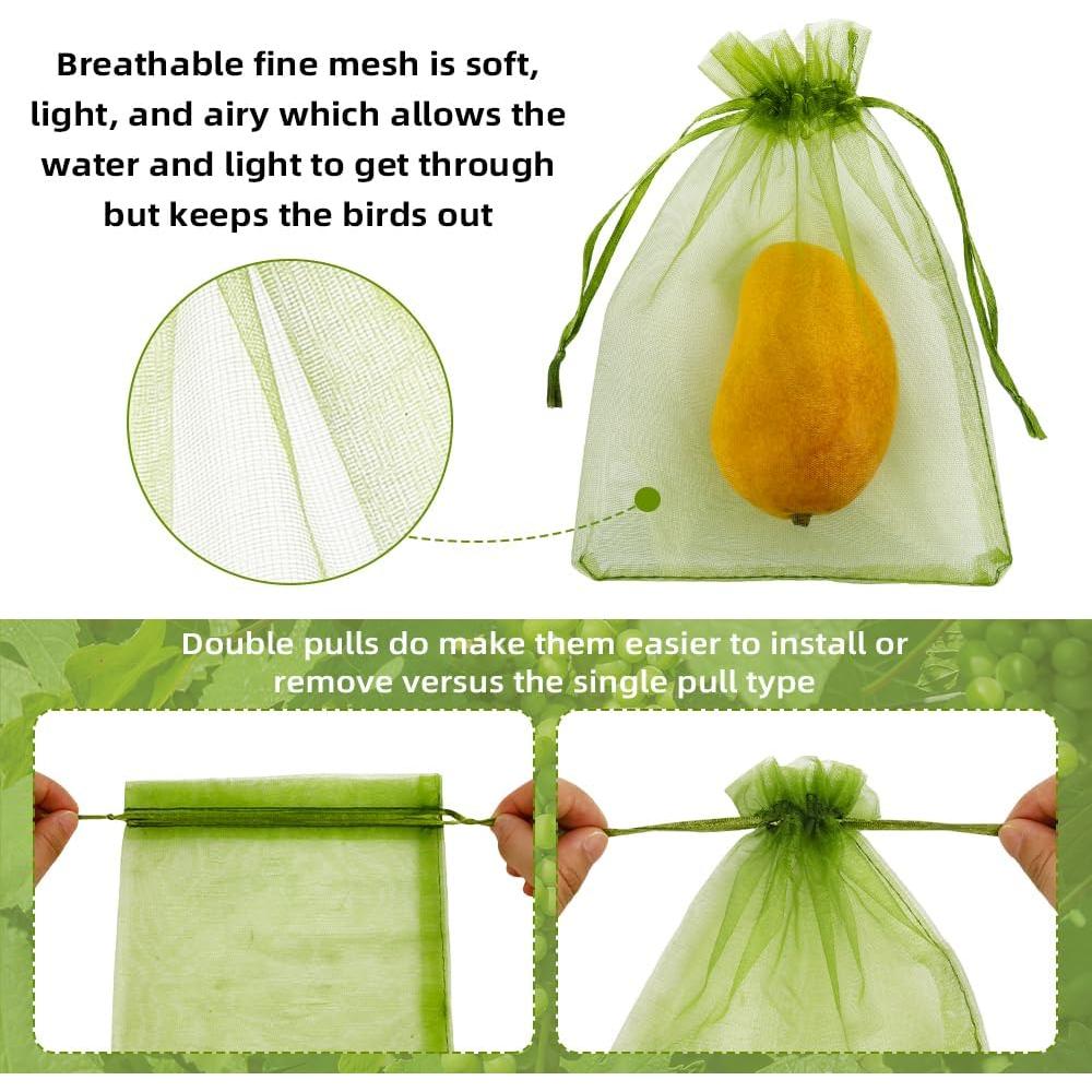 100 Bolsas de Protección de Frutas SythorYang 10x15 cm Verde