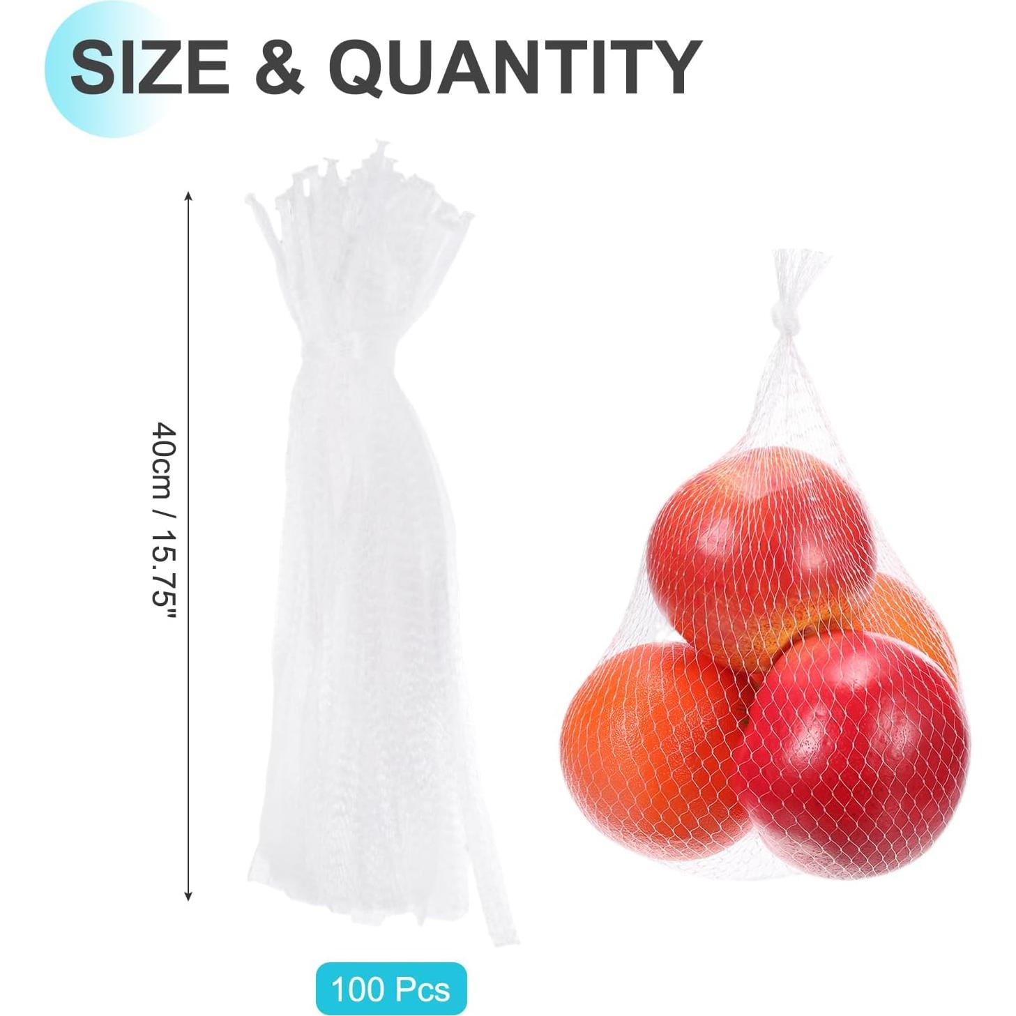 Bolsas de Malla Reutilizables uxcell 40cm 100 Pcs para Frutas y Verduras