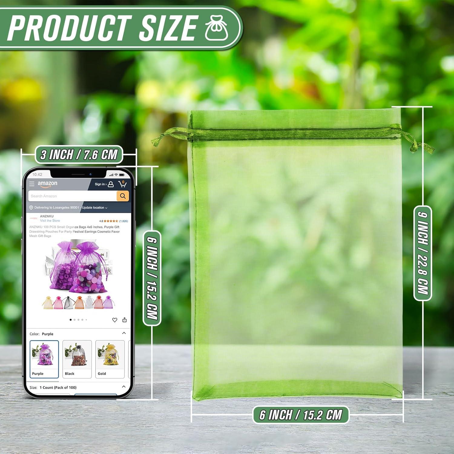 Bolsas de Protección para Frutas ANZNKU 100pcs 15x23cm Verde