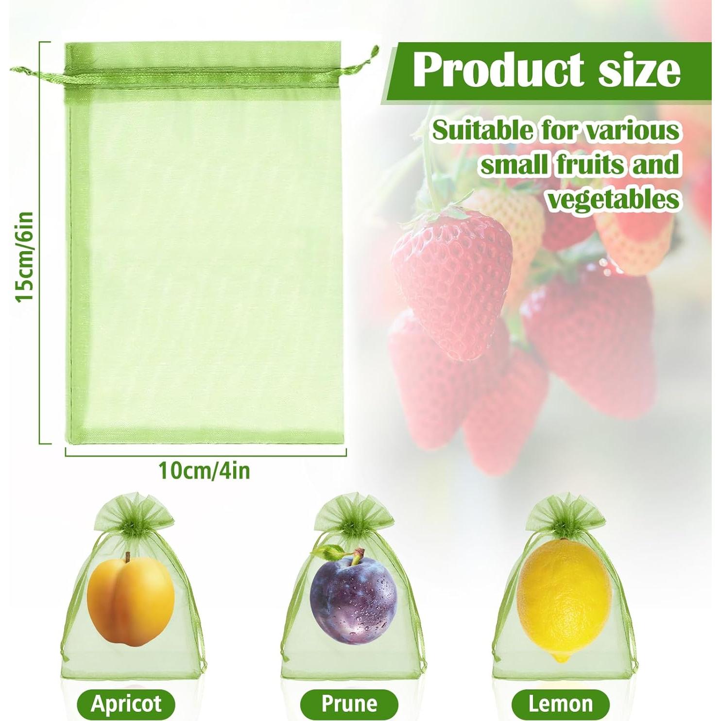 50 Bolsas de Protección de Frutas FloraSea 10x15 cm Verde