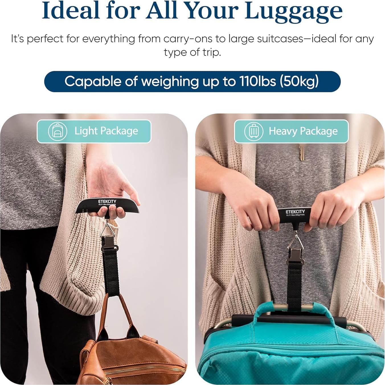 Balanza de Equipaje Digital Etekcity 50 kg Azul Compacta