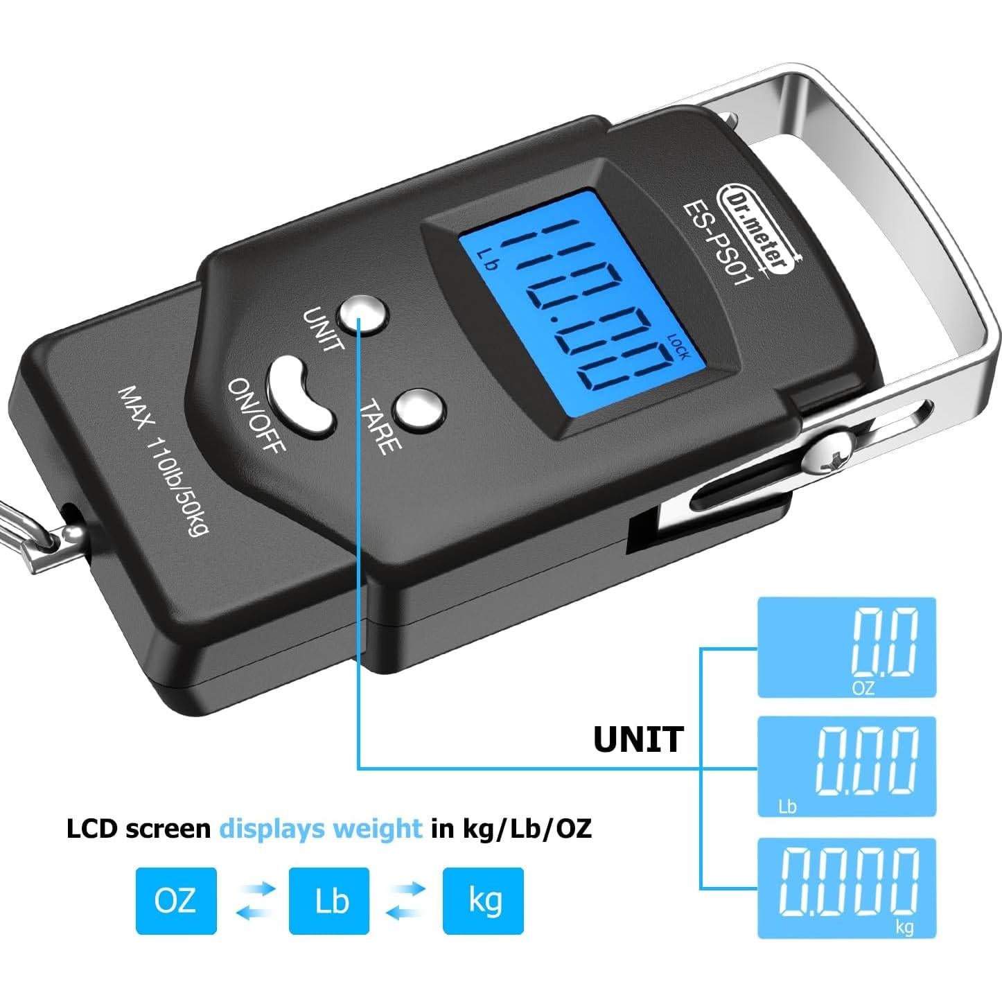 Balanza Digital de Pescado Dr.meter 50kg Pantalla LCD Retroiluminada