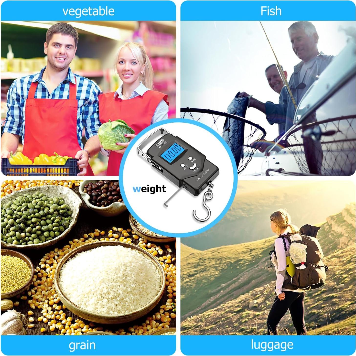 Balanza Digital de Pescado Dr.meter 50kg Pantalla LCD Retroiluminada