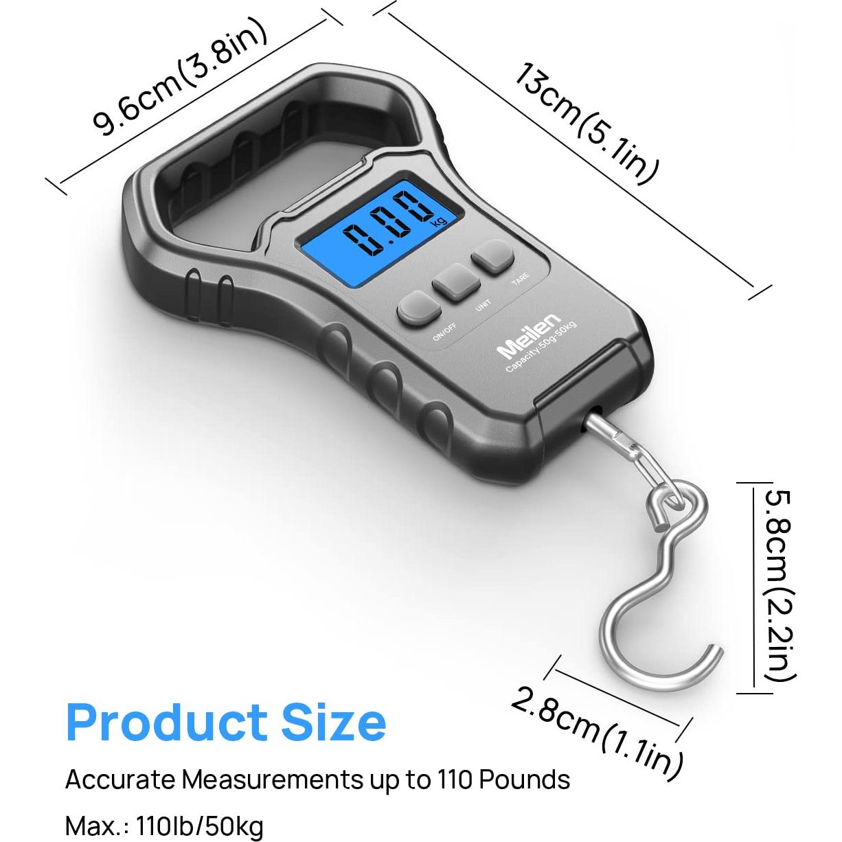 Báscula de Pesca Digital Meilen 50kg Pantalla LCD Retroiluminada