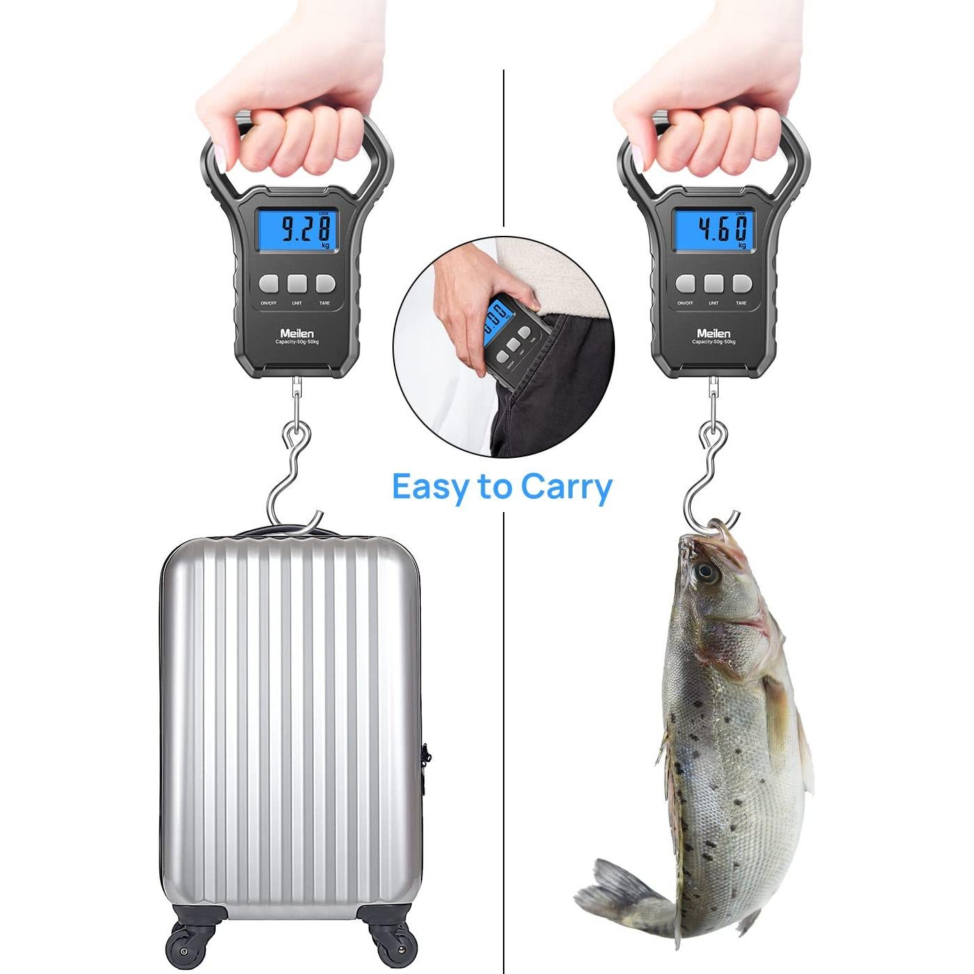 Báscula de Pesca Digital Meilen 50kg Pantalla LCD Retroiluminada