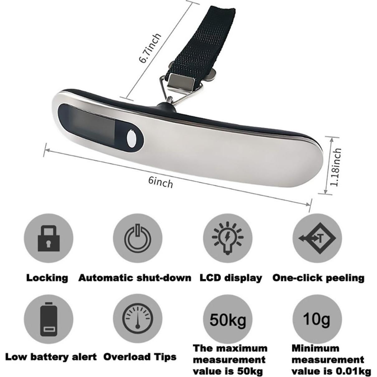 Báscula Digital de Equipaje TXY 50kg Portátil con Pantalla LCD