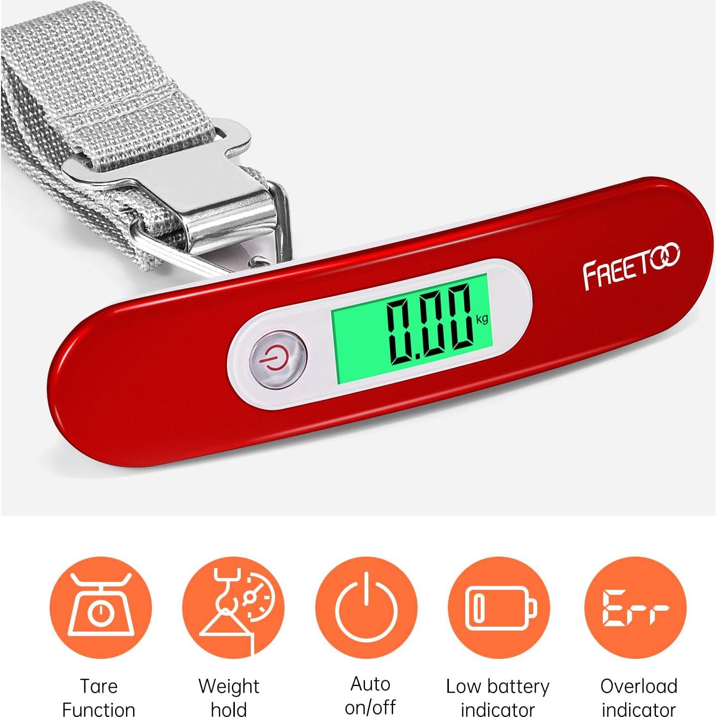 Báscula de Equipaje Digital FREETOO 50kg Portátil Roja