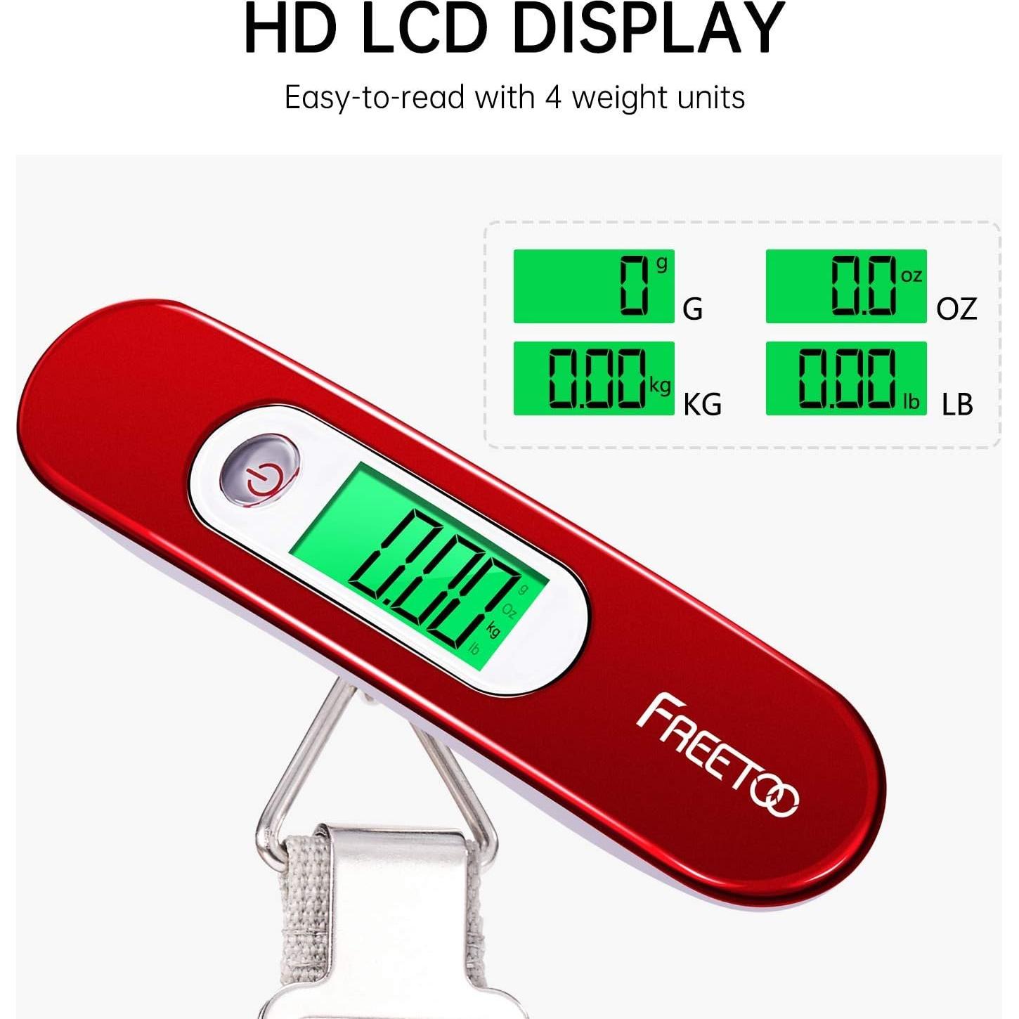 Báscula de Equipaje Digital FREETOO 50kg Portátil Roja