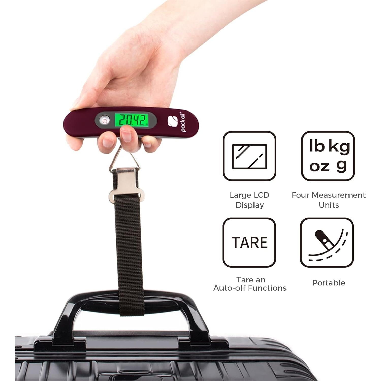 Balanza de Equipaje Digital Pack All 50 kg Pantalla LCD Roja