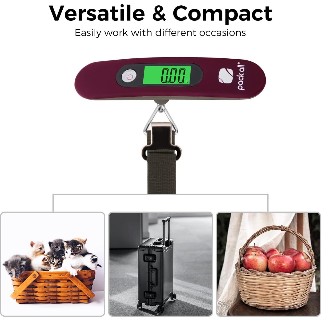 Balanza de Equipaje Digital Pack All 50 kg Pantalla LCD Roja